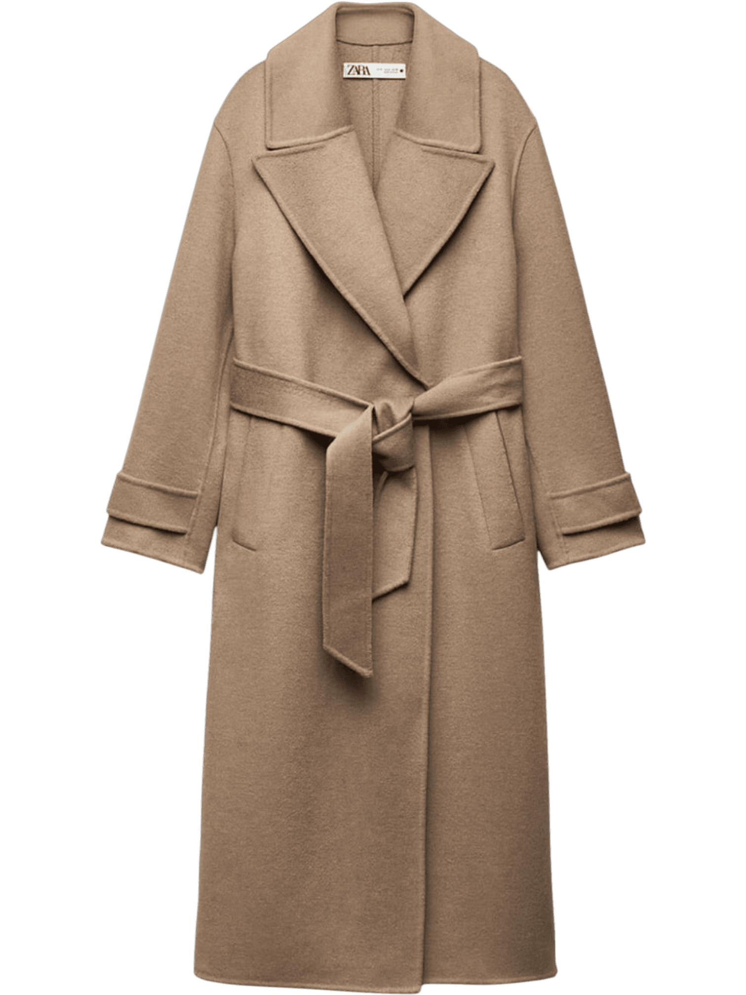 ZARA Beige Wool Blend Belted Trench Coat - Size M 2