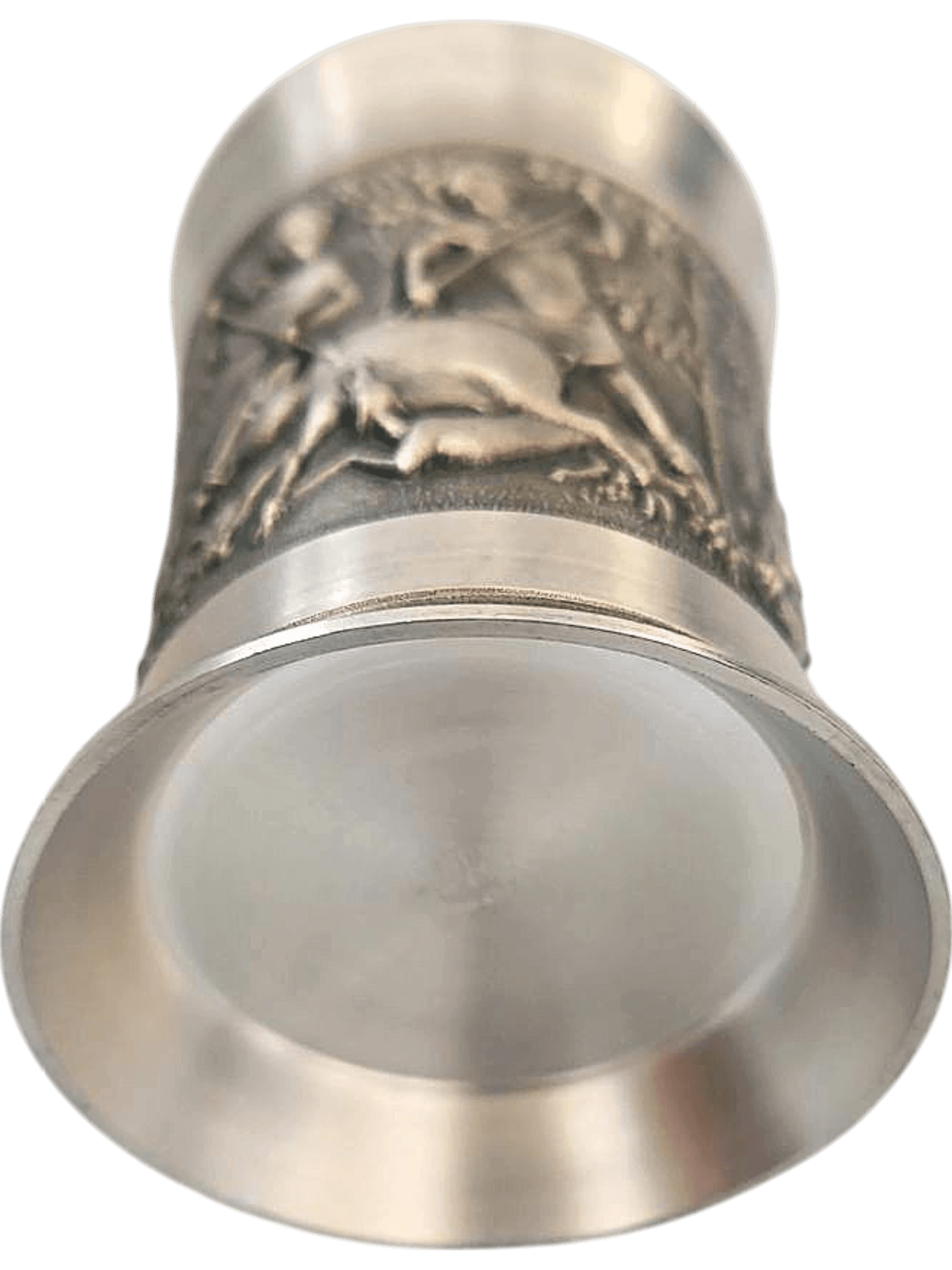 Vintage Silver Hunting Scene Cup with Embossed Relief Design 3