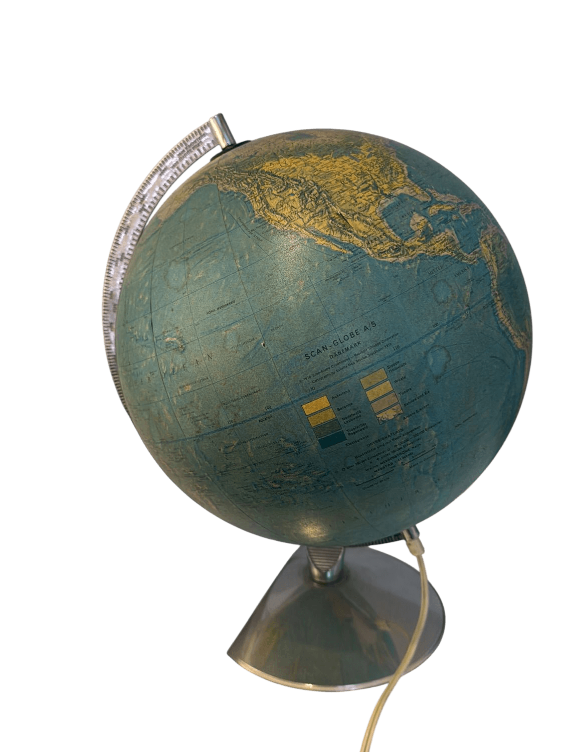 Scan Globe A/S Vintage Illuminated Desk Globe - Teal & Gold