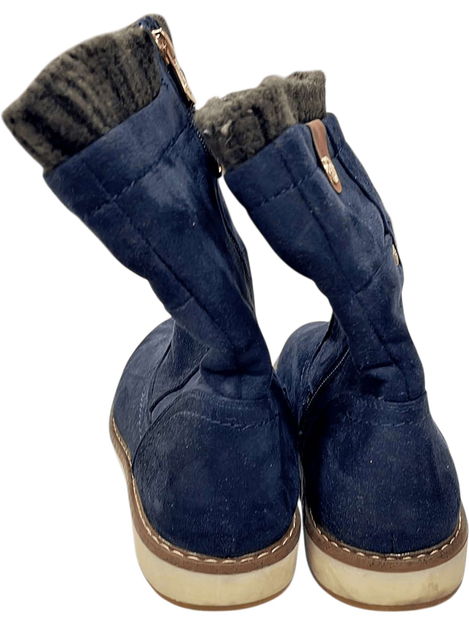 Tom Tailor Damen Wildleder Boots mit Strickbund 3