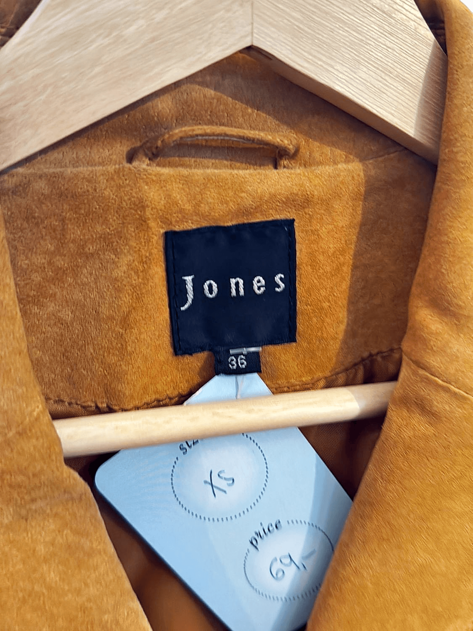 Jones Camel Brown Leather Blazer Jacket - Size 36 3