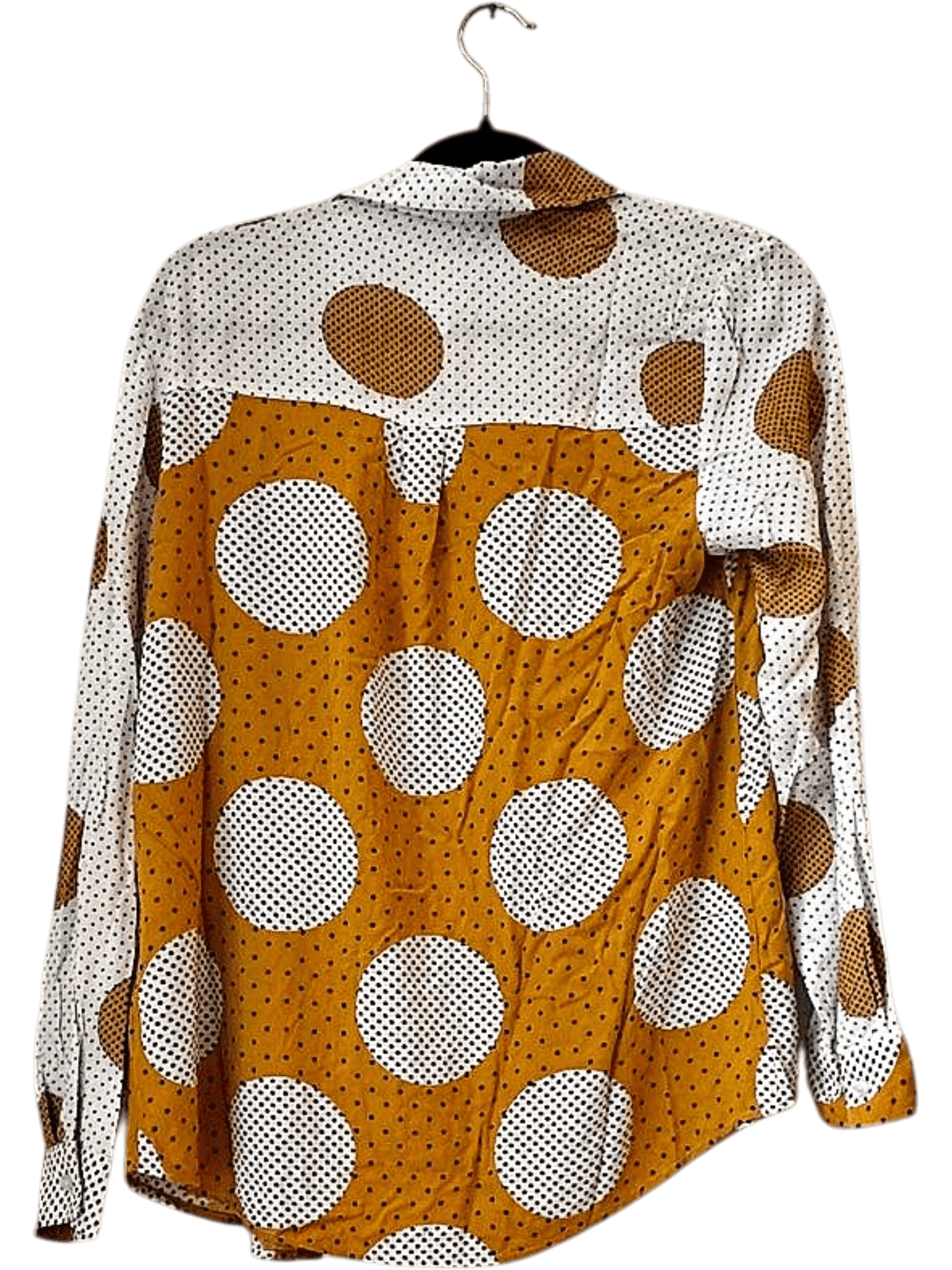 TU Woman Yellow & White Polka Dot Button-Down Shirt - Size 14 2