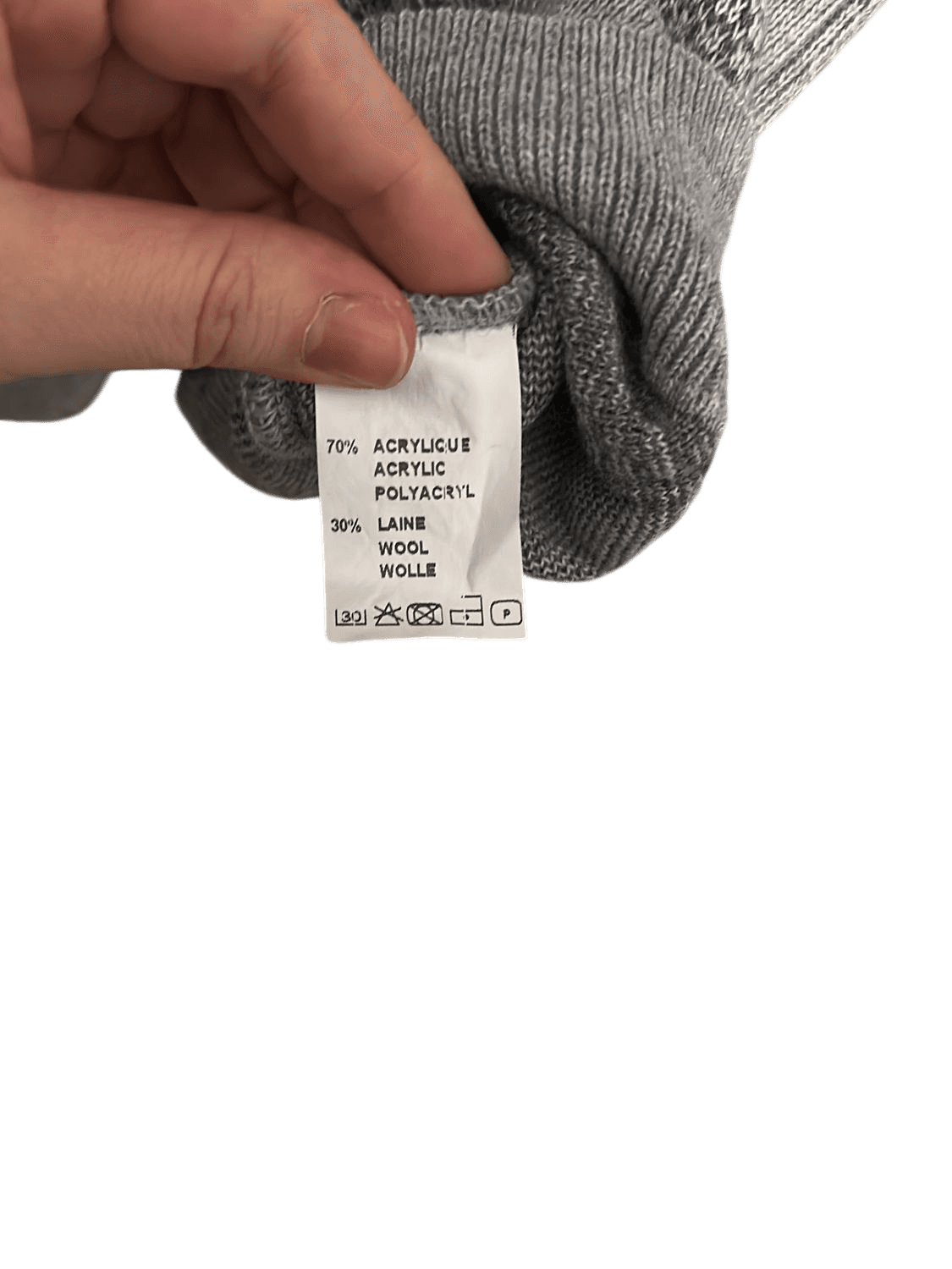 Afibel Grey Argyle Pattern Polo Sweater - Geometric Knit Design 4