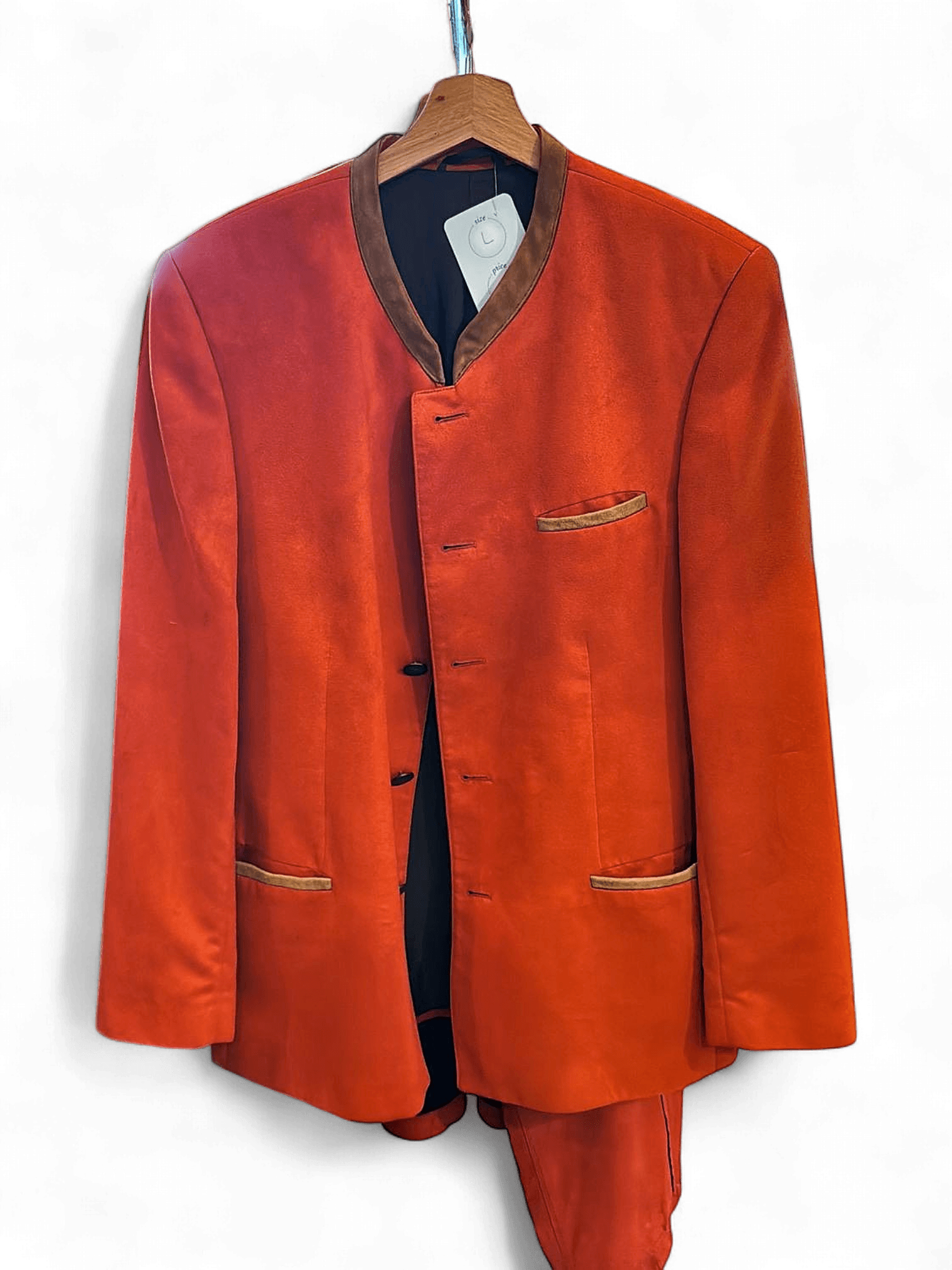 Kaserarm Orange Formal Suit with Brown Trim - Size L 3