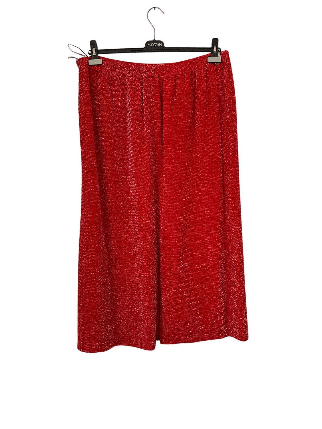 Vintage 80s Hermann Lange Red Sparkly Metallic Skirt - Size 48 3