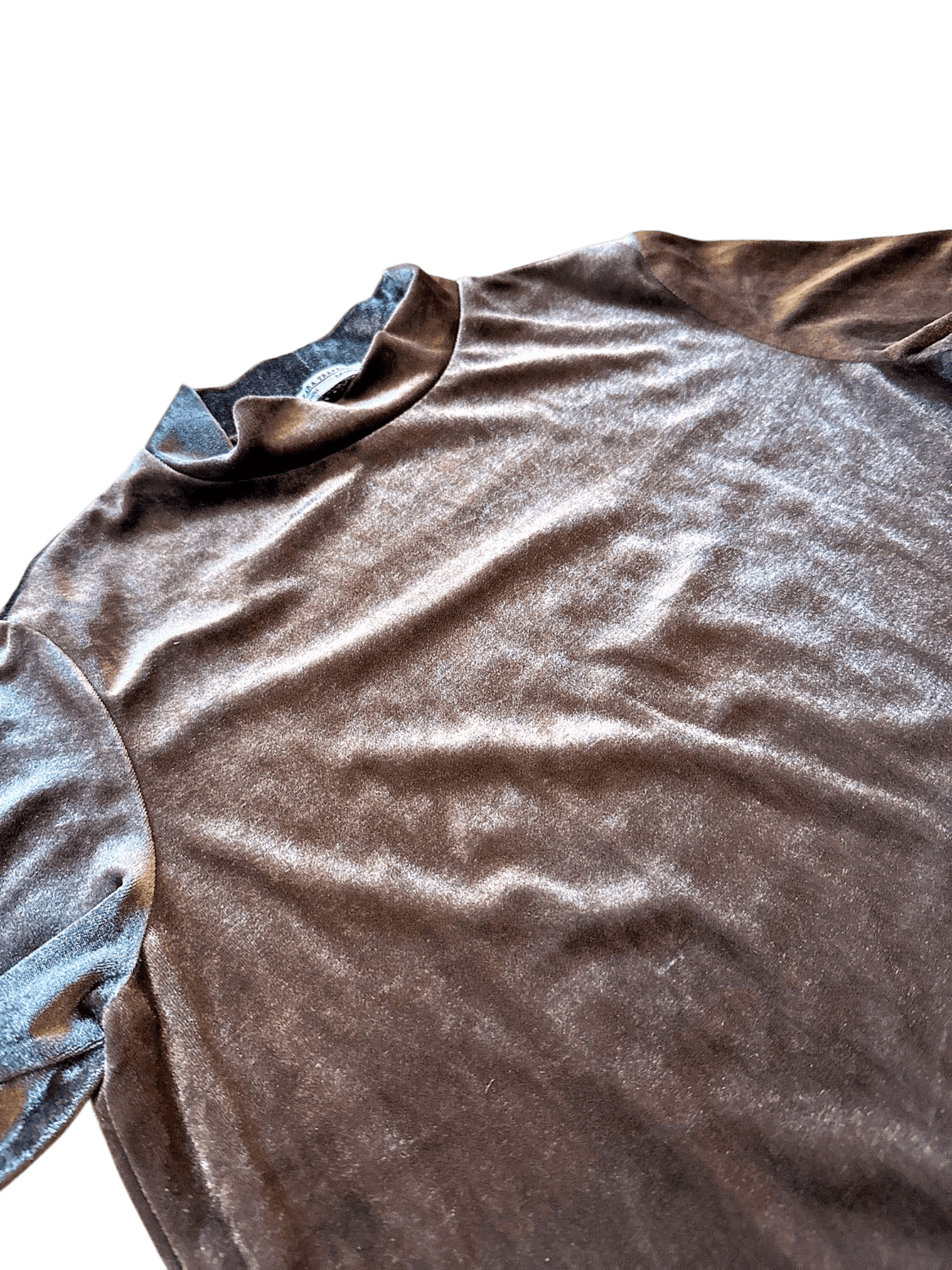 Zara Trafaluc Dark Blue Velvet Turtleneck Top - Size 25 3