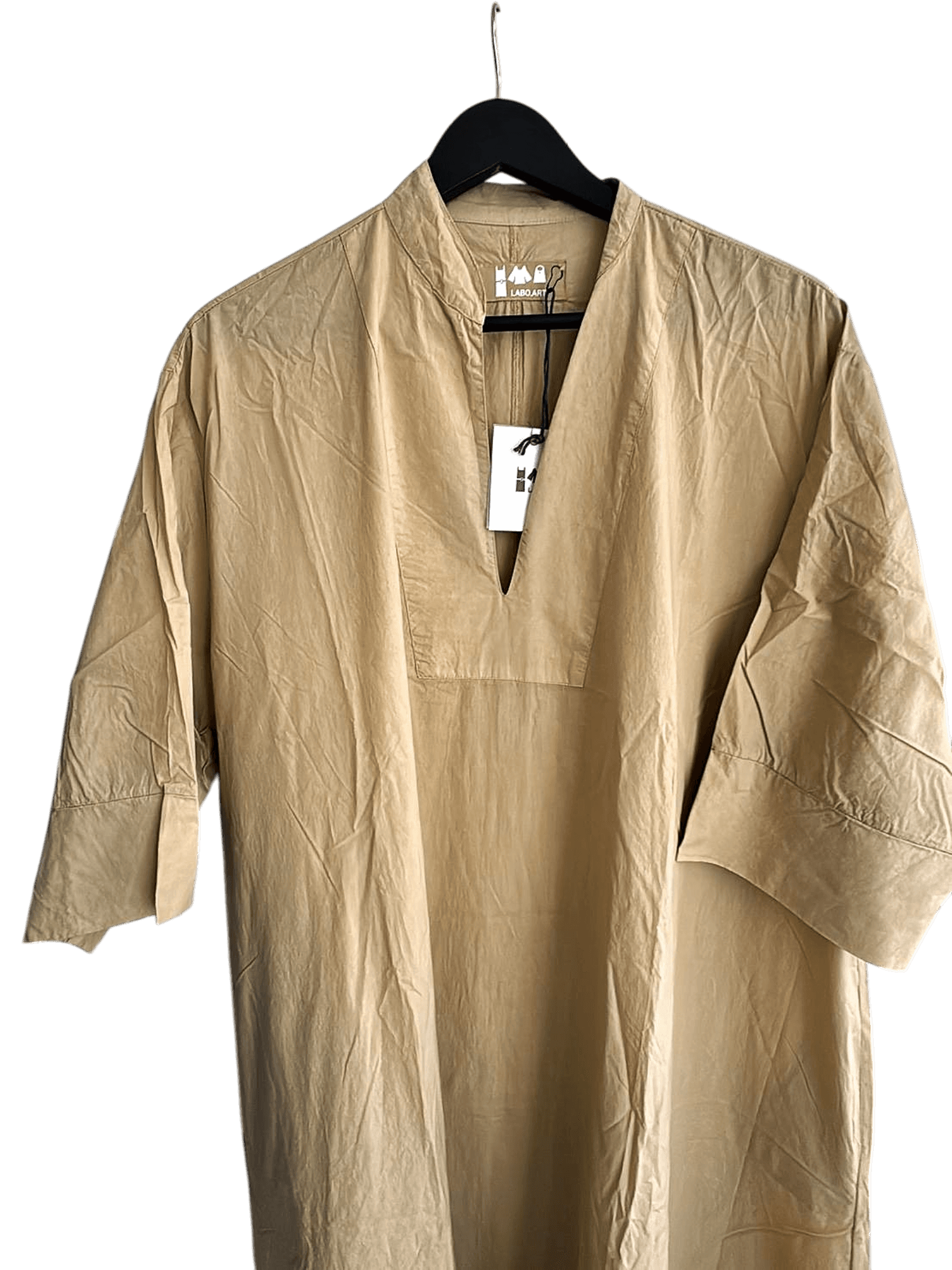 LABO.ART Maxi Kleid Beige mit 3/4-Arm Leone 2