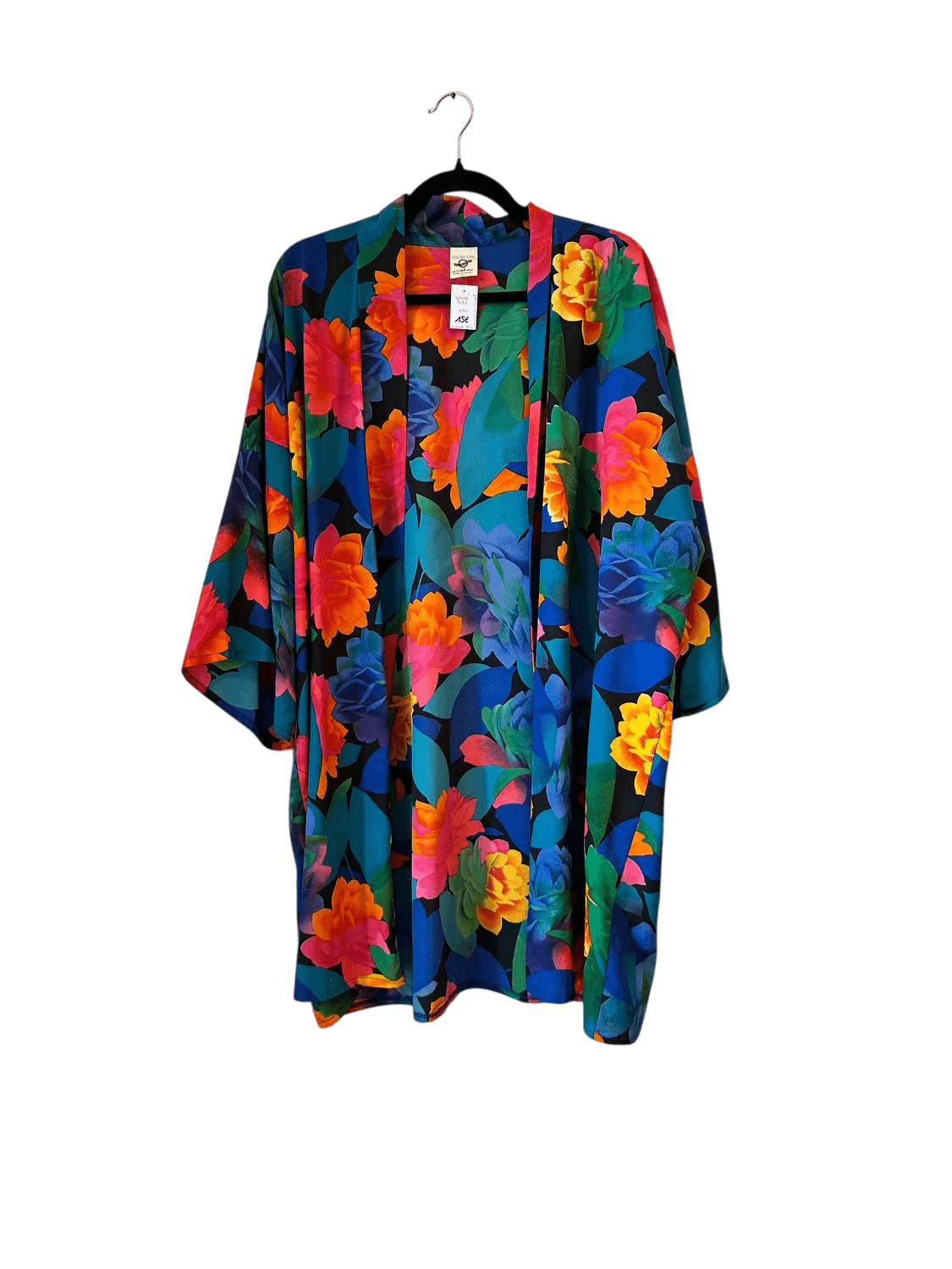 Vintage Kimono-Jacke mit buntem Blumenmuster - Größe 52 2