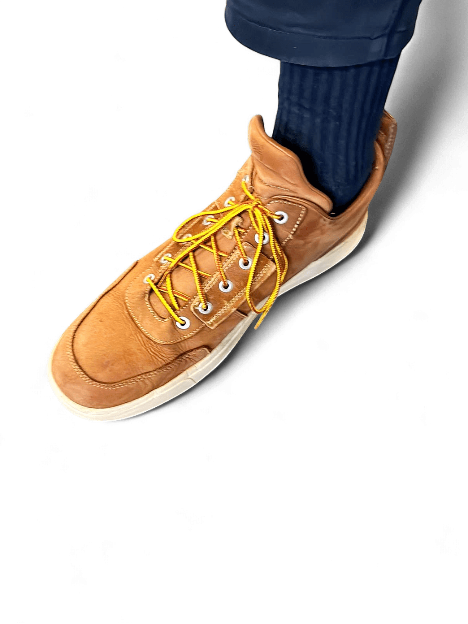 Men's Brown Leather Boots with Yellow Laces - Casual Work Style 1