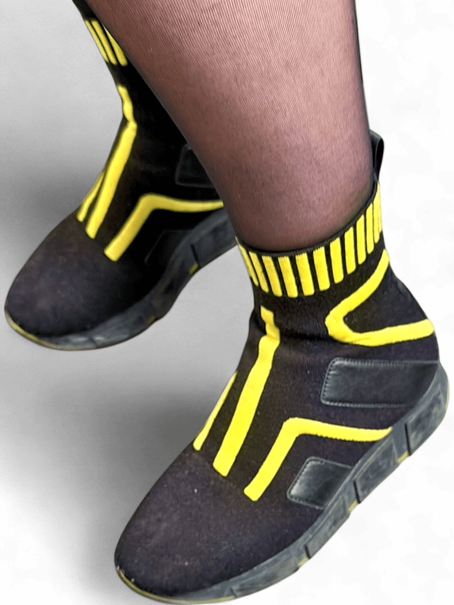 Black and Yellow Sock Sneakers - Stylish Athletic Footwear 1