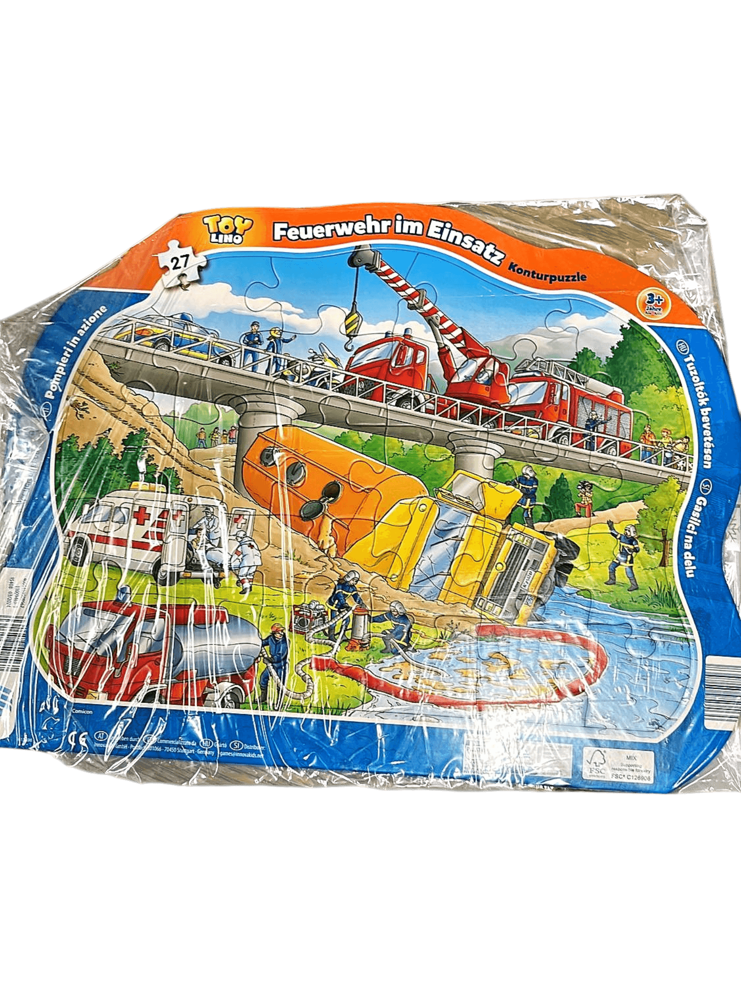 Toy Lino Feuerwehr im Einsatz Konturpuzzle mit 27 Teilen für Kinder ab 3 Jahren 1
