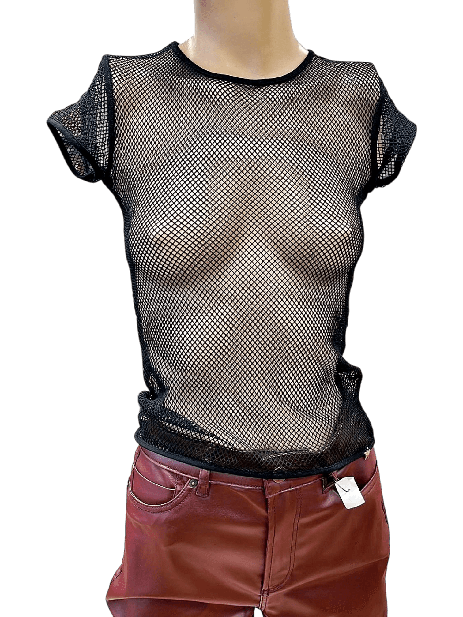 Schwarzes Netz-T-Shirt - Transparentes Design 1