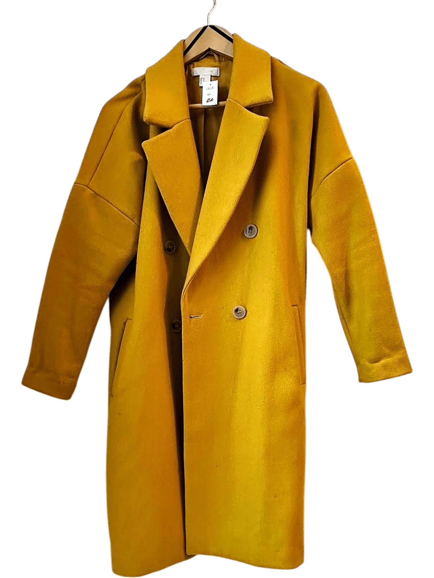 H&M Mustard Yellow Double-Breasted Polyester Coat - EUR 40/US 10 1