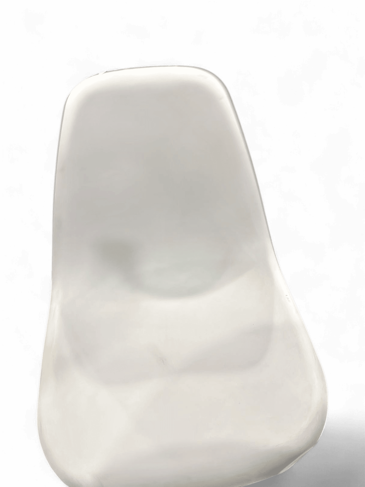 White Eames-Style Plastic Shell Chair with Wooden Legs 1