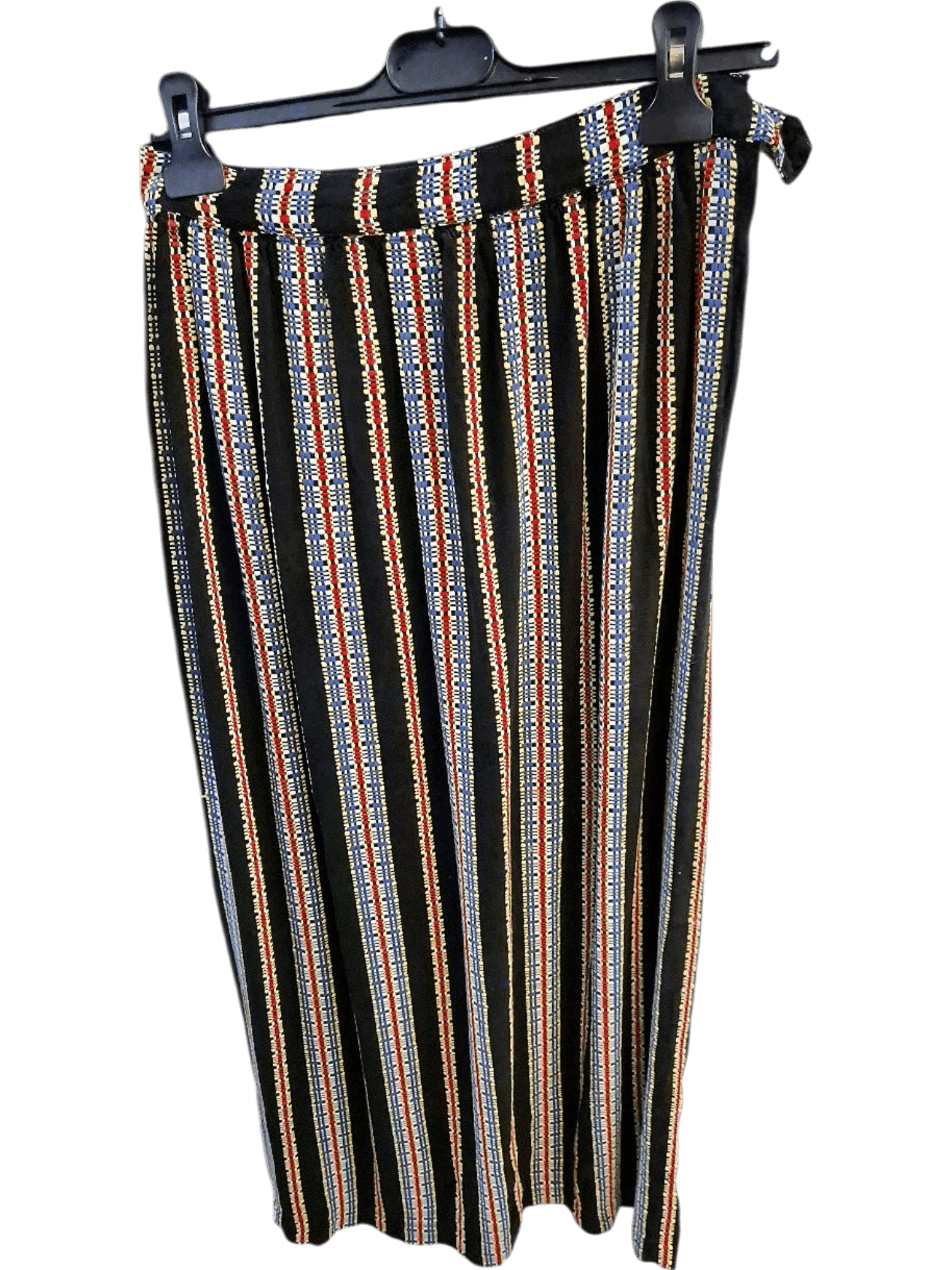 Striped Colorful Maxi Skirt - Black with Vibrant Pattern 1