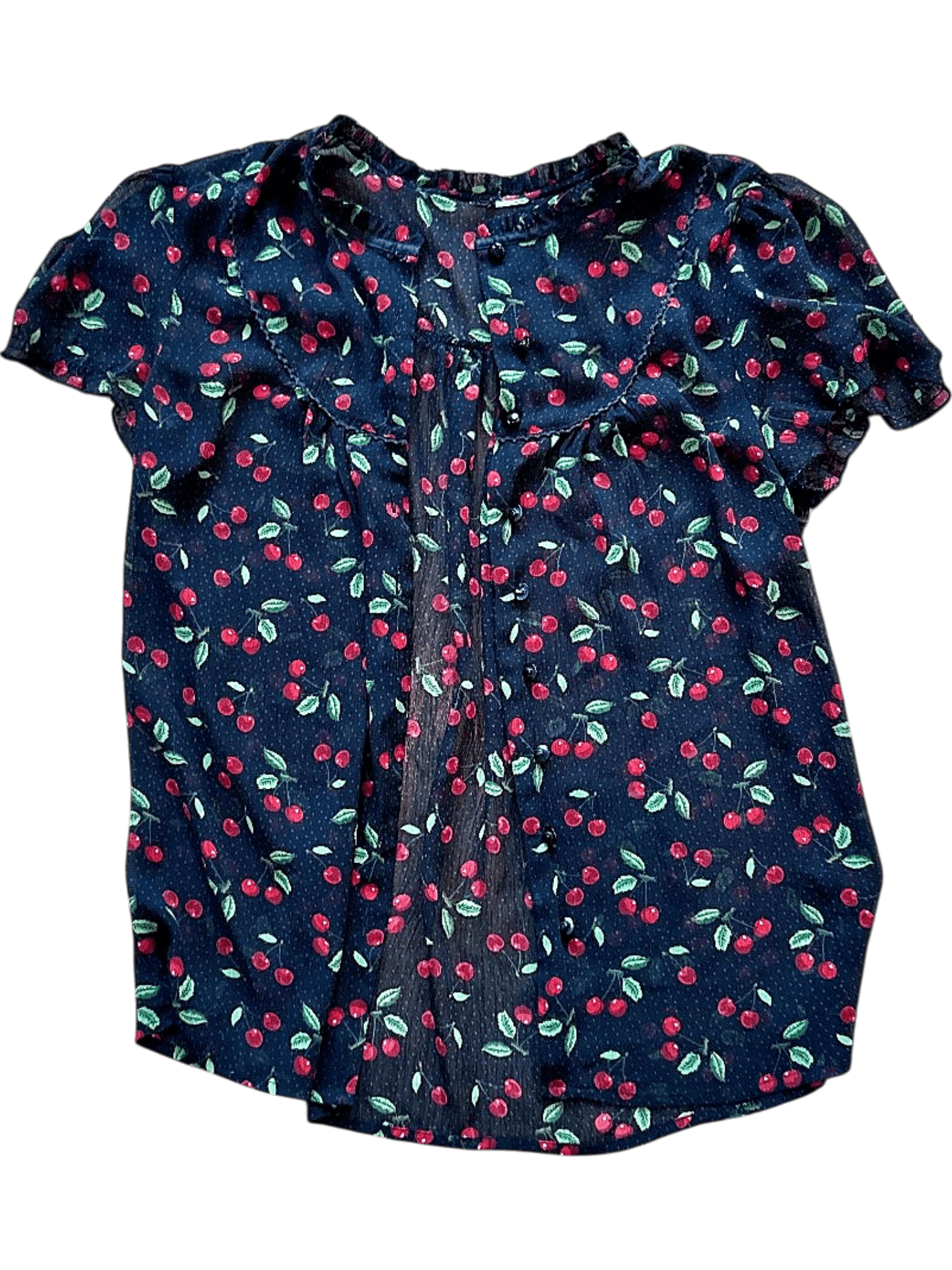 Cherry Print Sheer Blouse 1