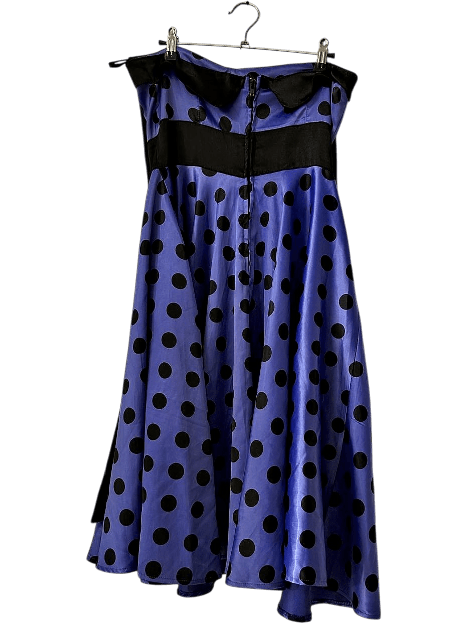 Hell Bunny Blue Polka Dot Strapless A-line Dress - Size M 2