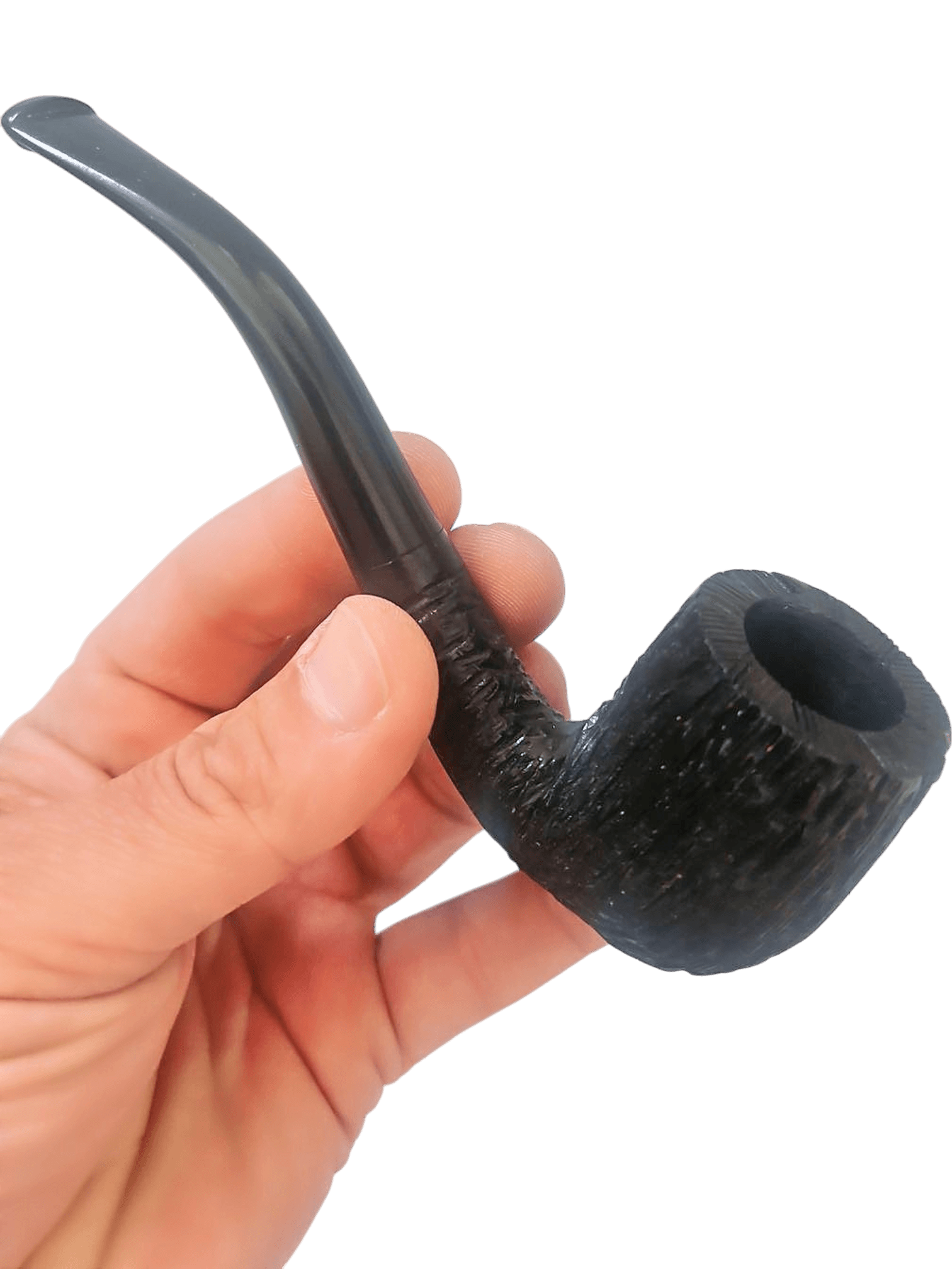 Vintage Black Wooden Tobacco Pipe - Classic Bent Billiard Shape 2