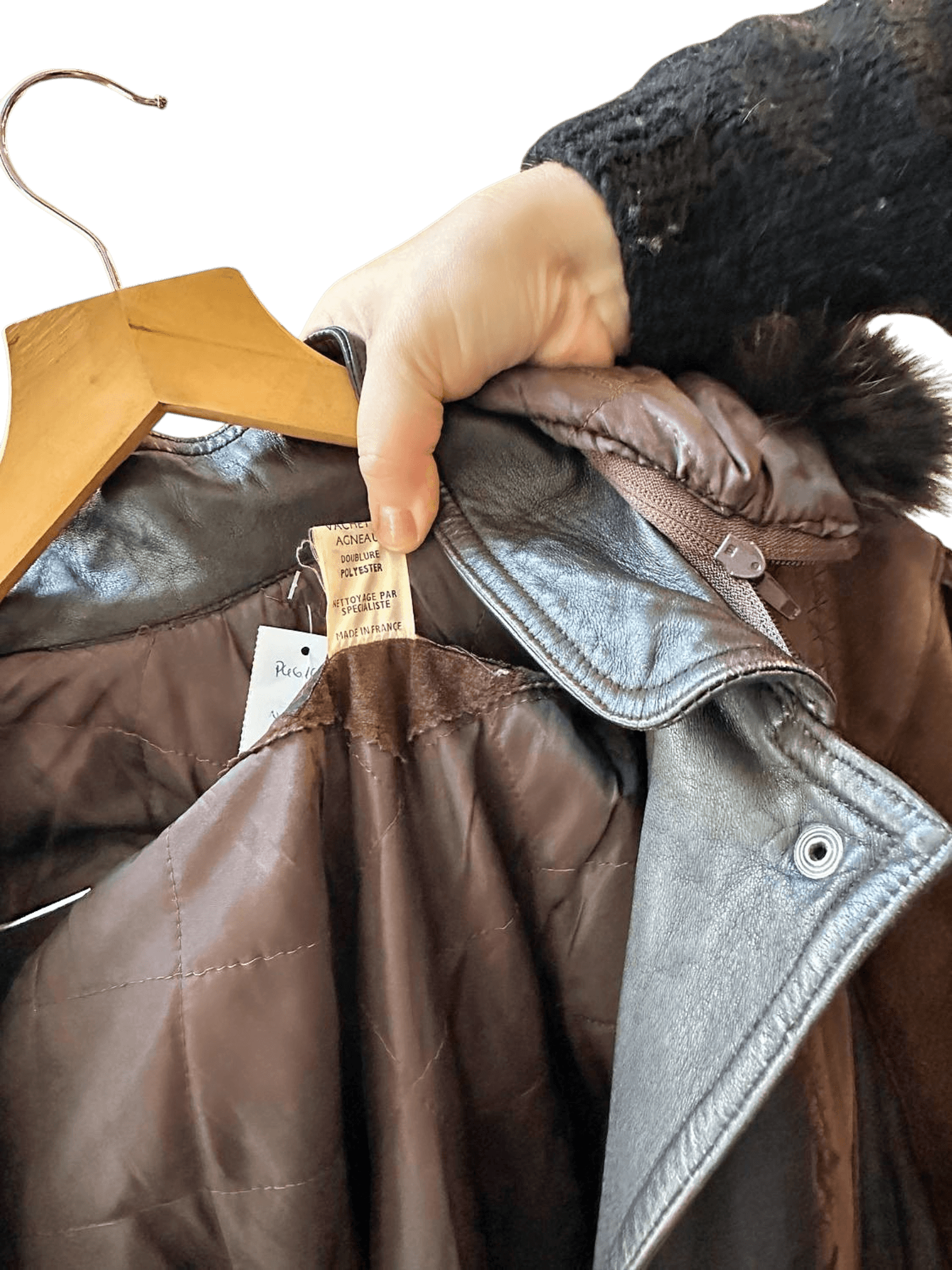 Vintage Century Paris Leather Jacket with Fur Hood - Size 2 4