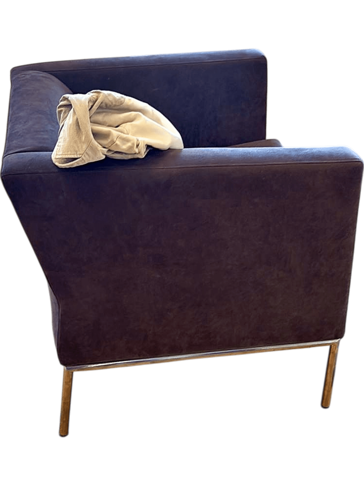 Moderner Ledersessel mit Metallbeinen - Brauner Loungestuhl 1