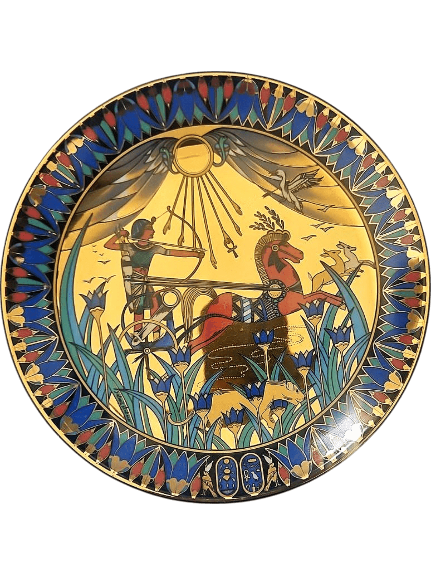 Egyptian Tutankhamun Hunting Scene Decorative Porcelain Plate 1