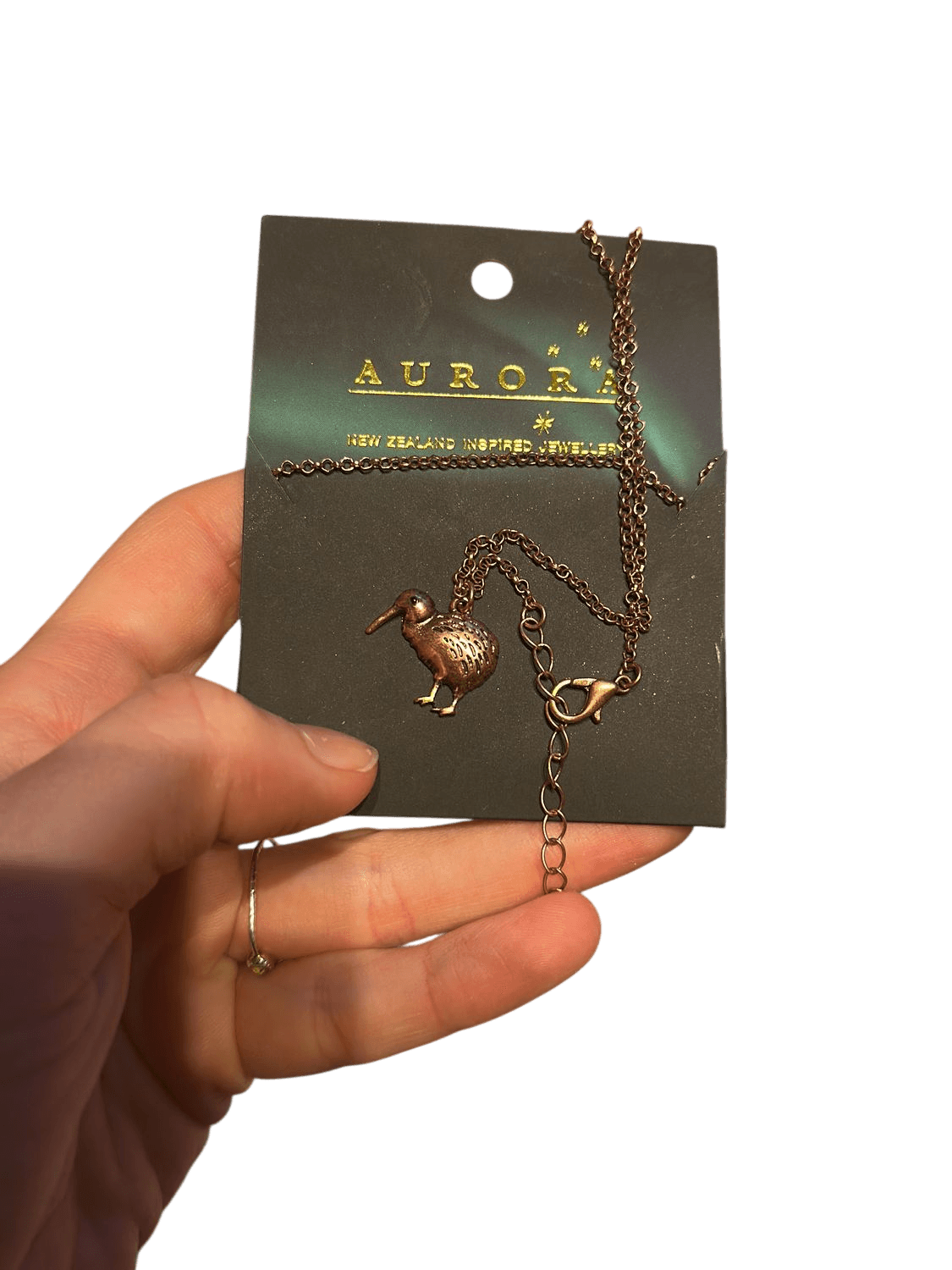 Aurora New Zealand Inspired Gold Kiwi Bird Pendant Necklace - New 1