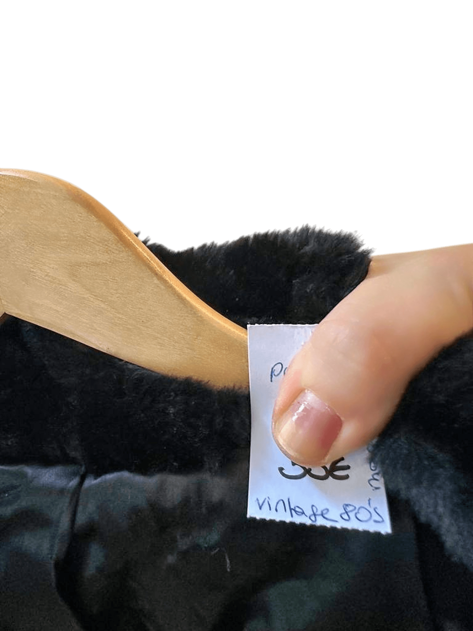 Vintage Daville Paris Faux Fur Coat - Black & Grey Herringbone Pattern 3