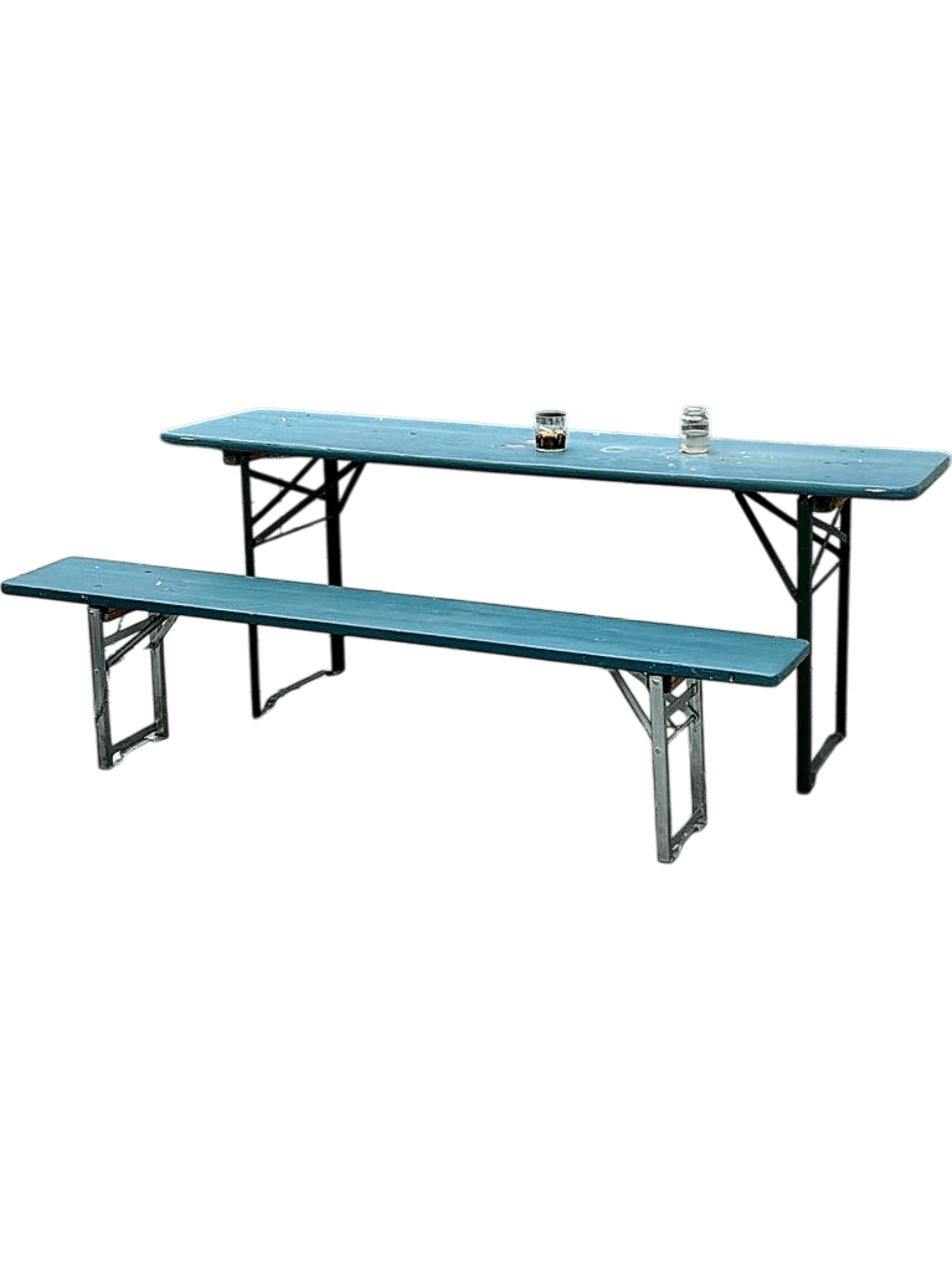 Outdoor Folding Picnic Table and Bench Set - Blue 1