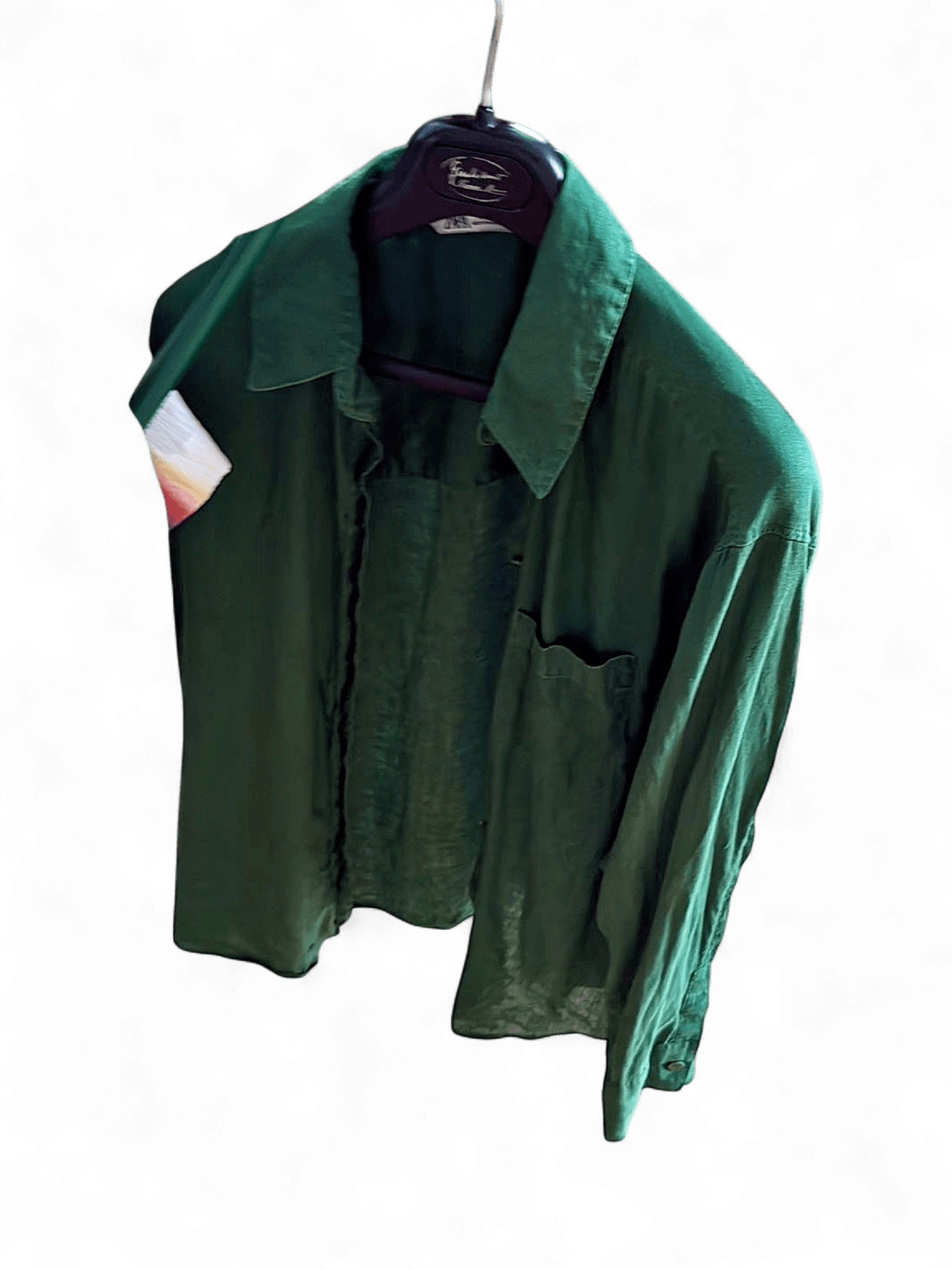 ZARA Green Linen Button-Down Shirt - Size S 1