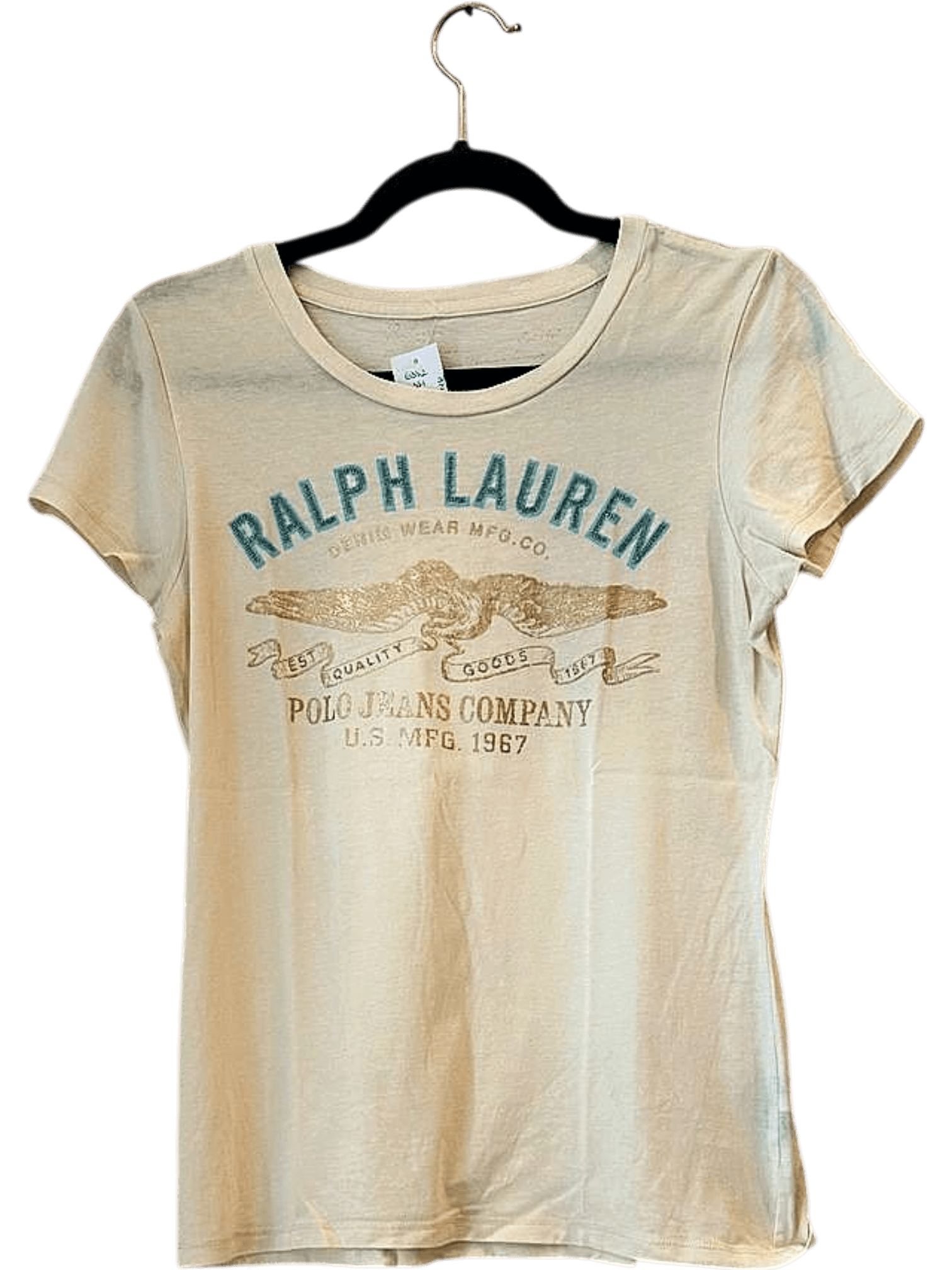 Ralph Lauren Cream T-shirt - Size S/M - 100% Cotton 1