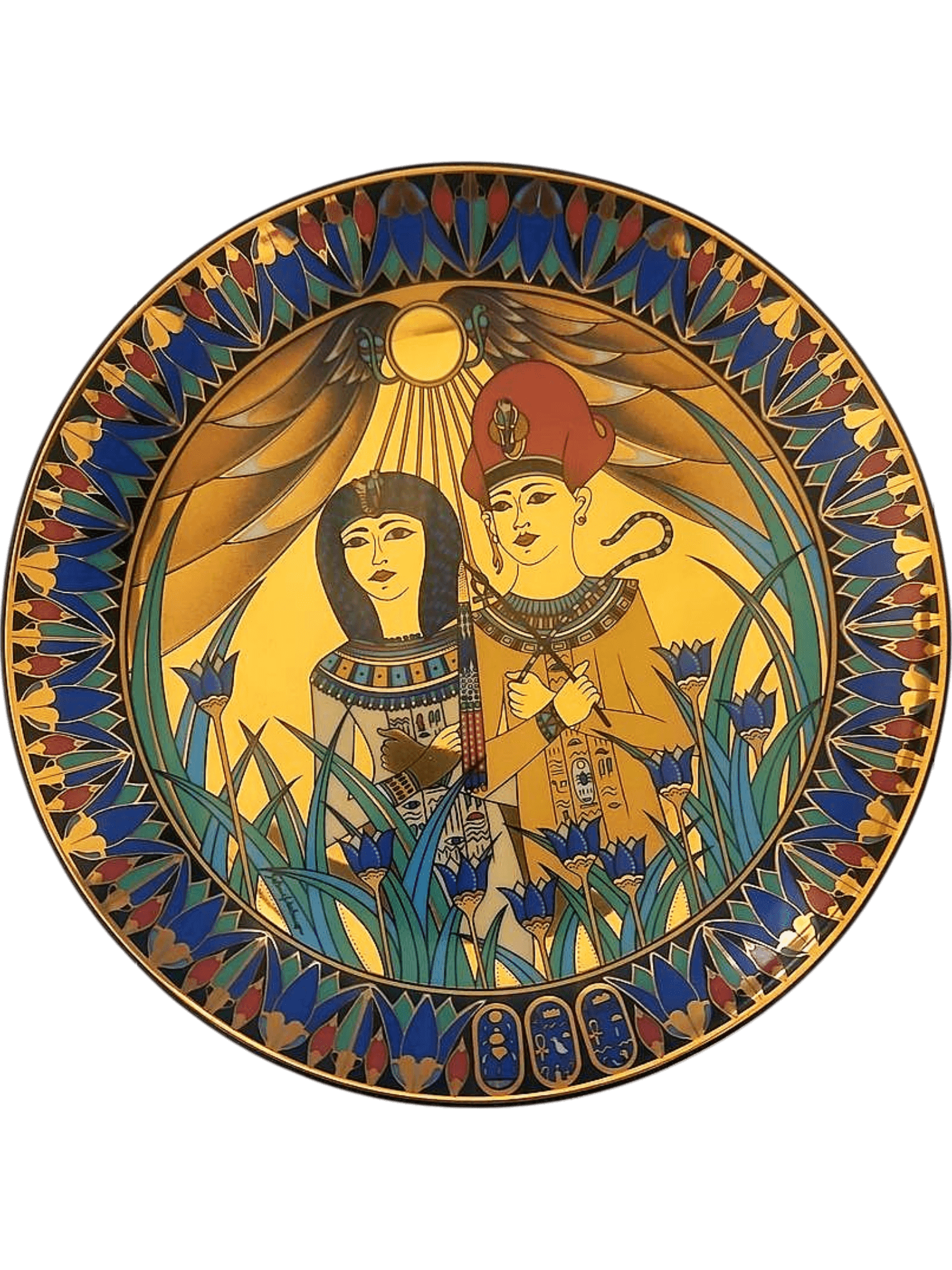 Royal Worcester Egyptian Collector Plate - Tutankhamun and Queen 1