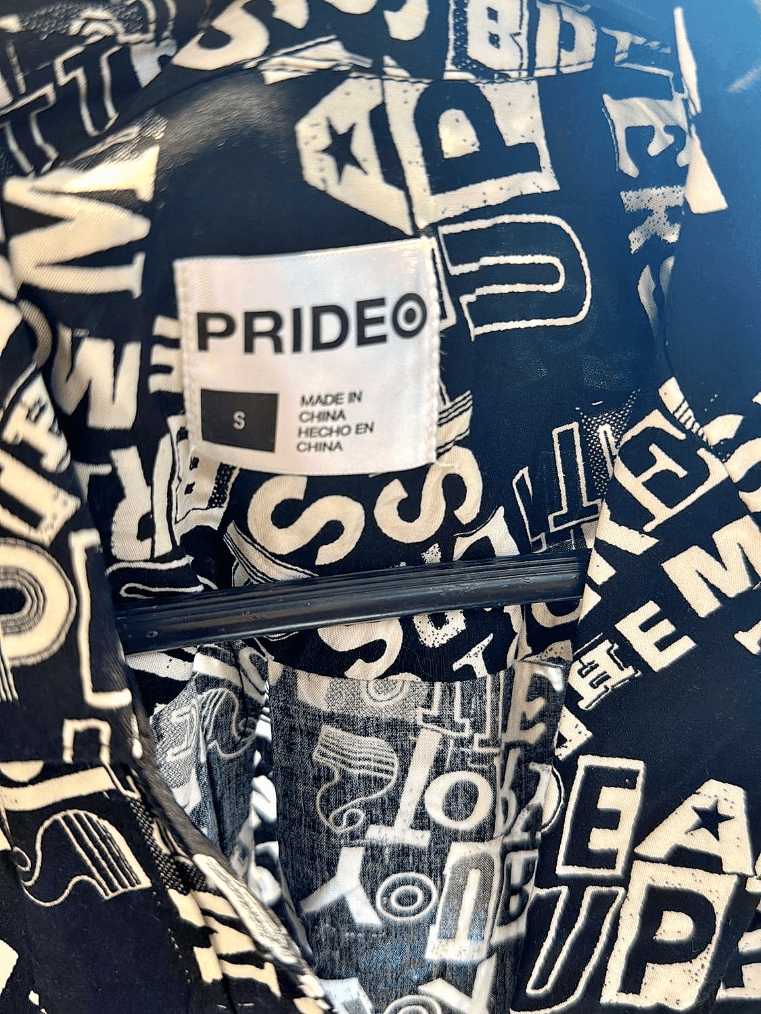 PRIDE Black & White Typography Print Button-Down Shirt - Size S 2