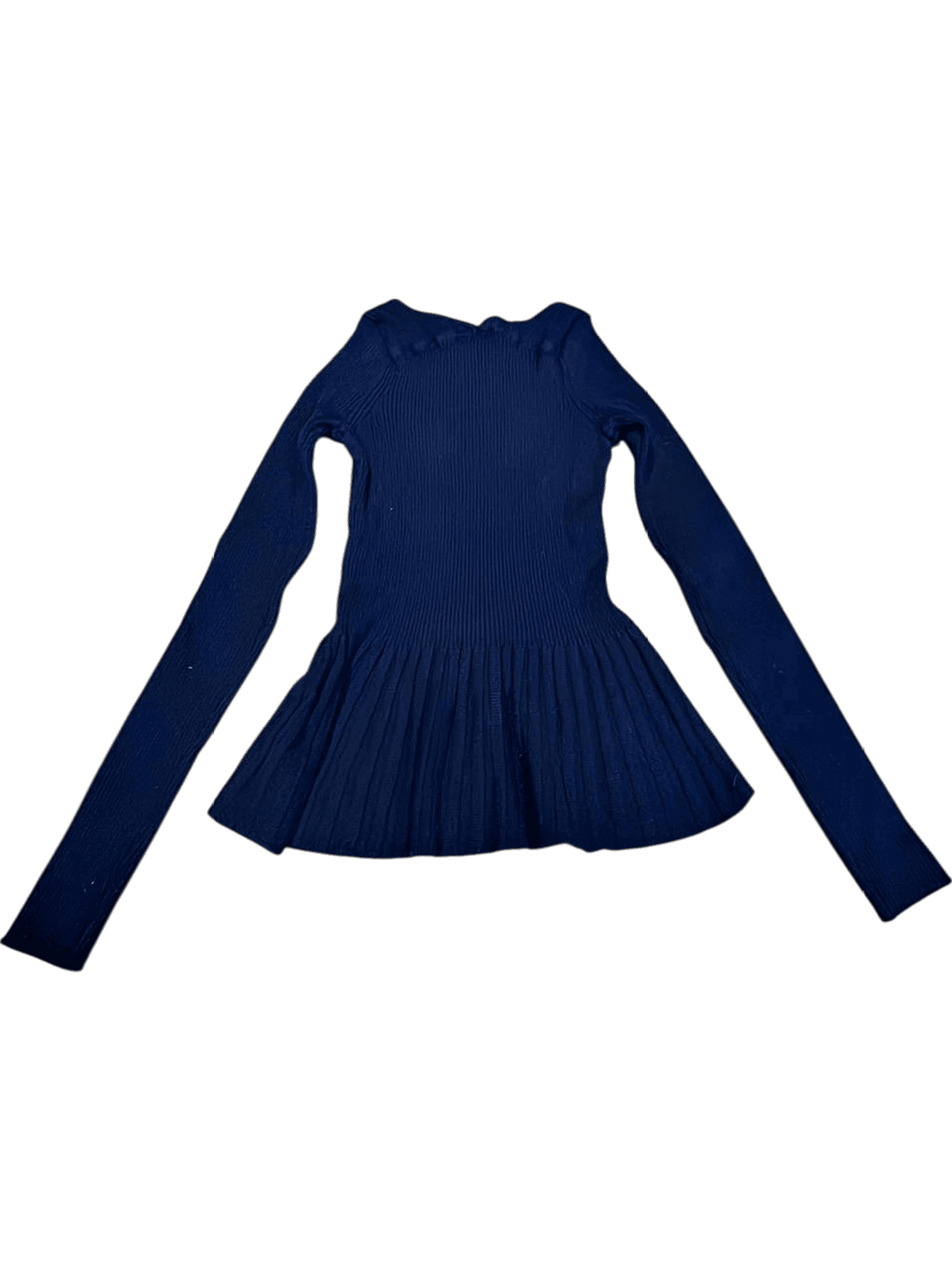 HUGO Damen Strick-Top mit Schößchen in Navy - Langarm Rippenstrick 3