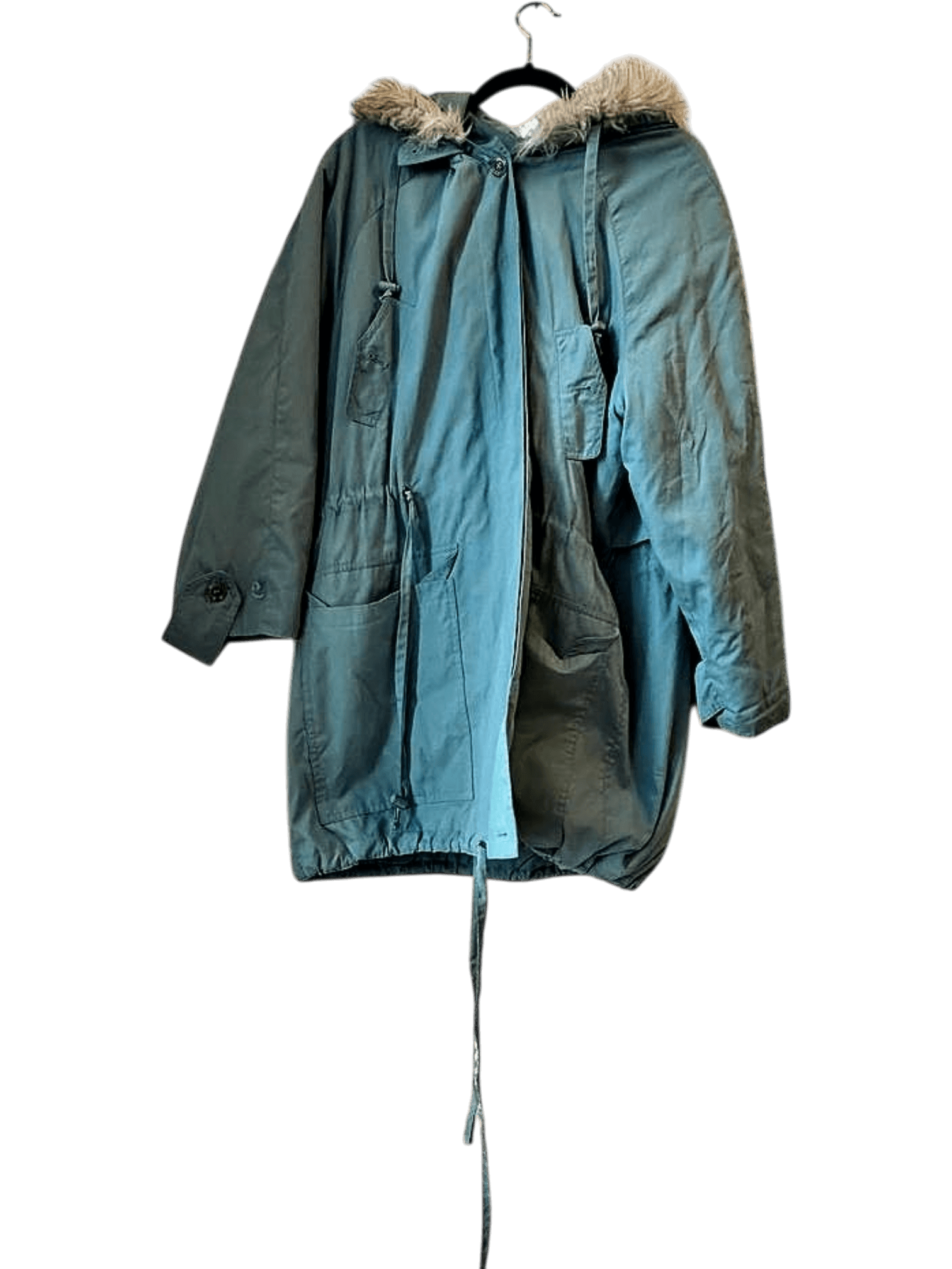 Vintage 90’e Light Blue Parka with fake Fur Hood - Size 40 1