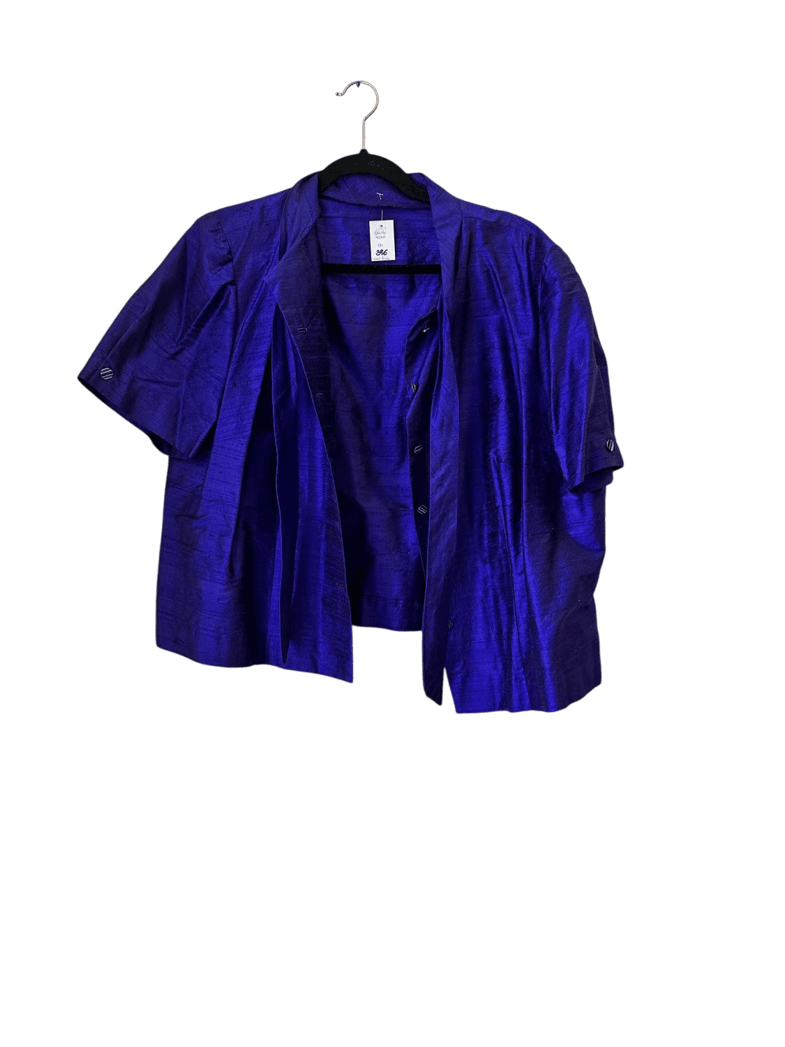 Vintage 90s Royal Purple Raw Silk Button-Down Shirt - Size 48 2