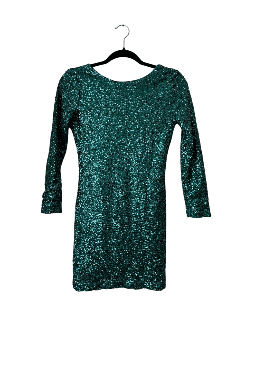 Vintage 90s Teal Sequin Bodycon Dress - Size XS 2