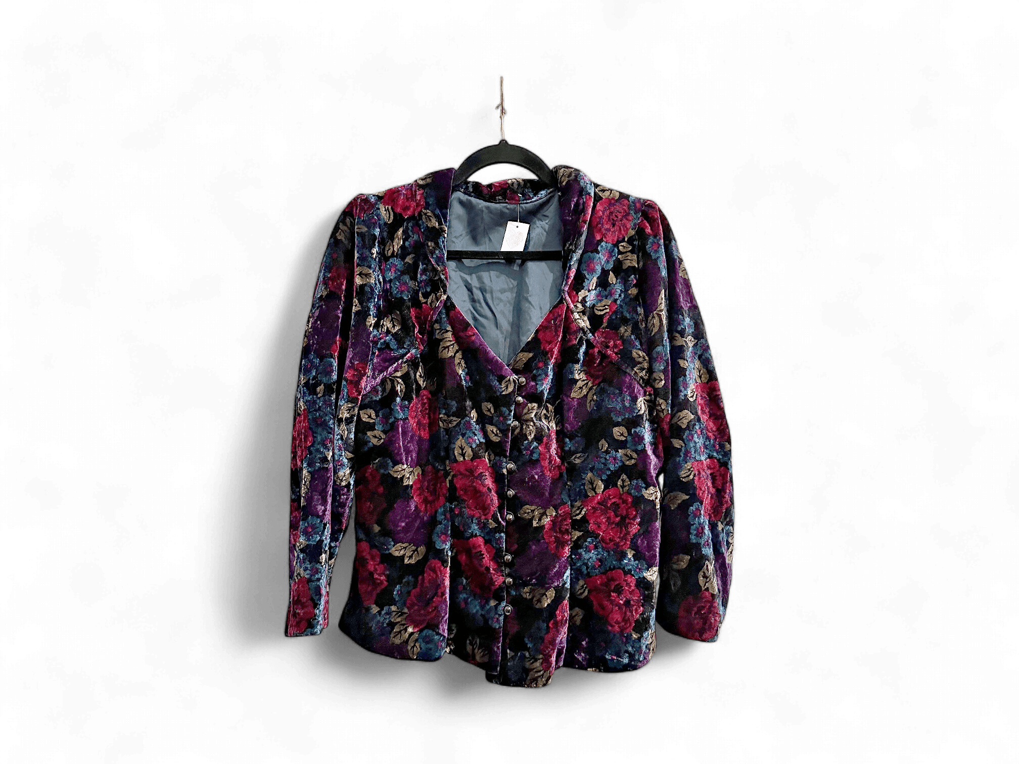 Vintage Velvet Floral Long Sleeve Top 1