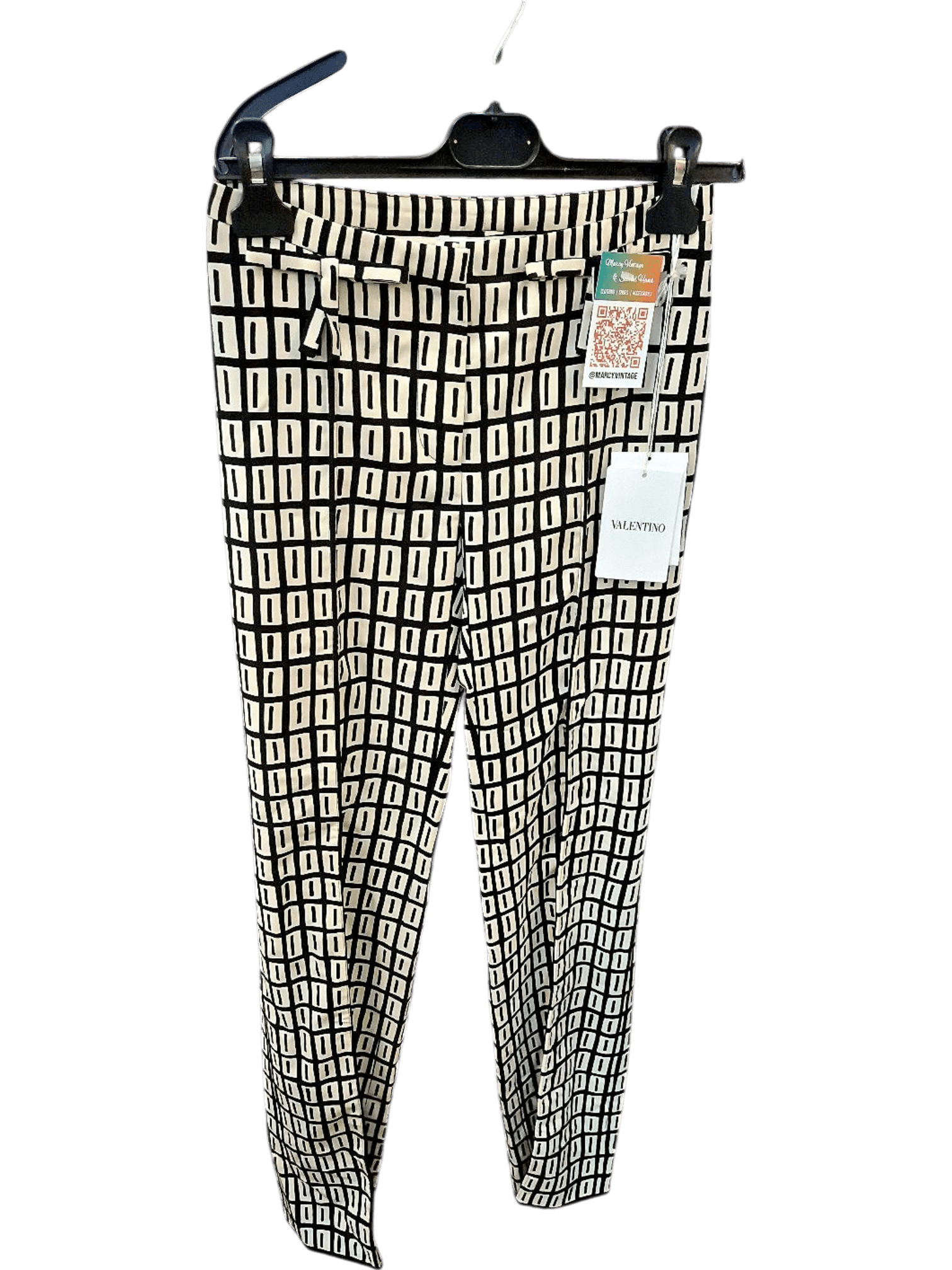 Valentino Geometric Print Trousers - Black and White Pattern 1