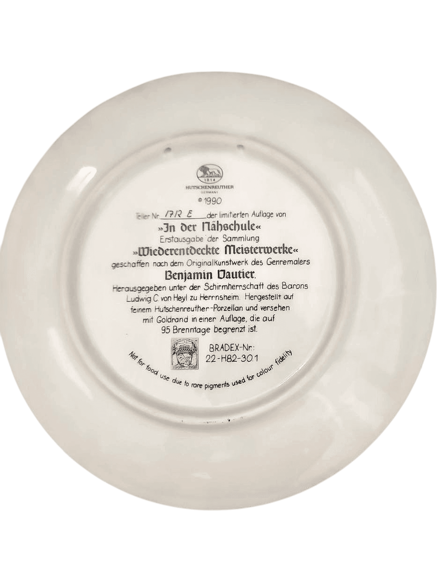 Limited Edition Benjamin Vautier Collector Plate 'In der Nähschule' 2