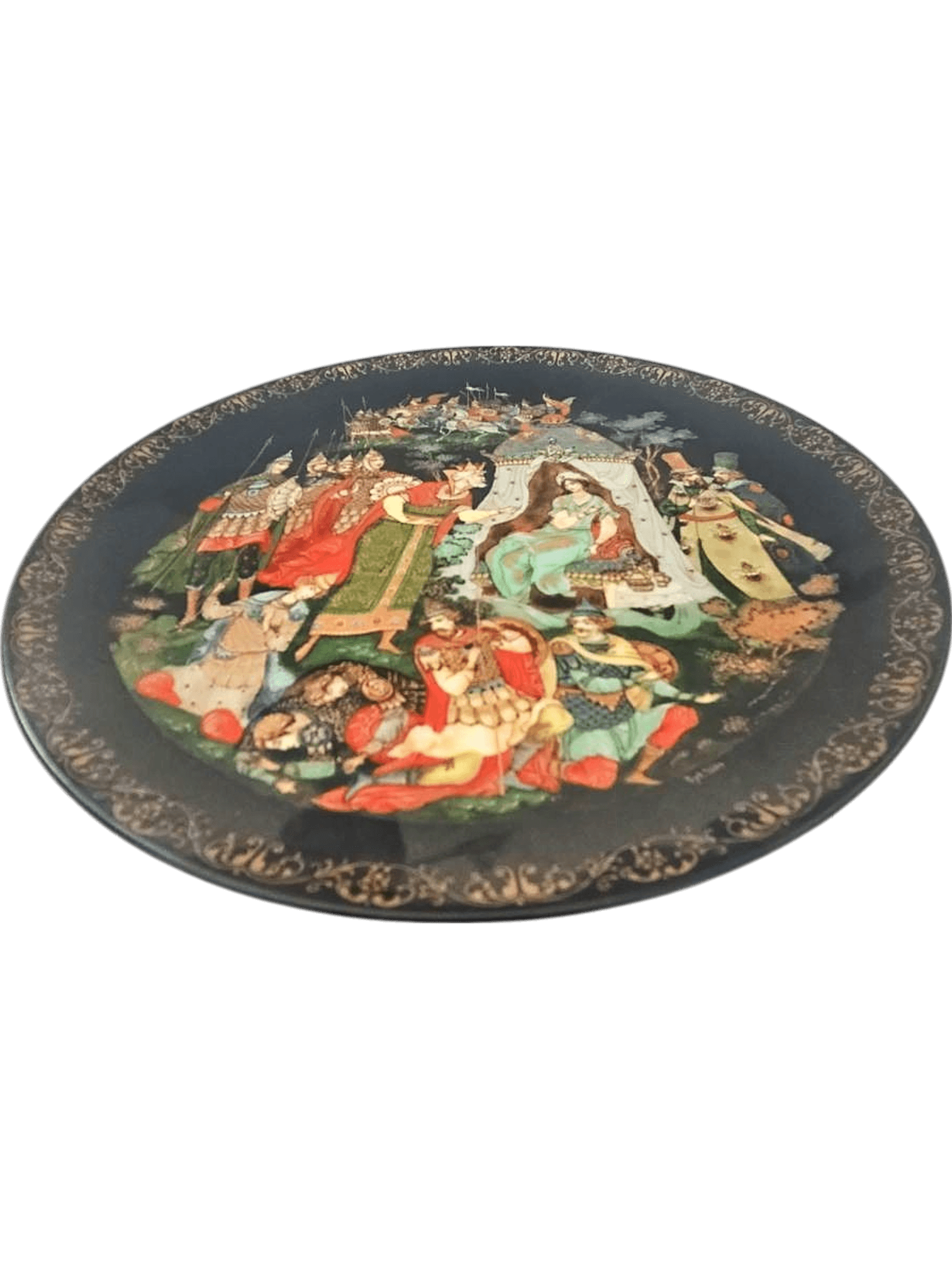 Vintage Russian Decorative Porcelain Plate with Traditional Scene 2