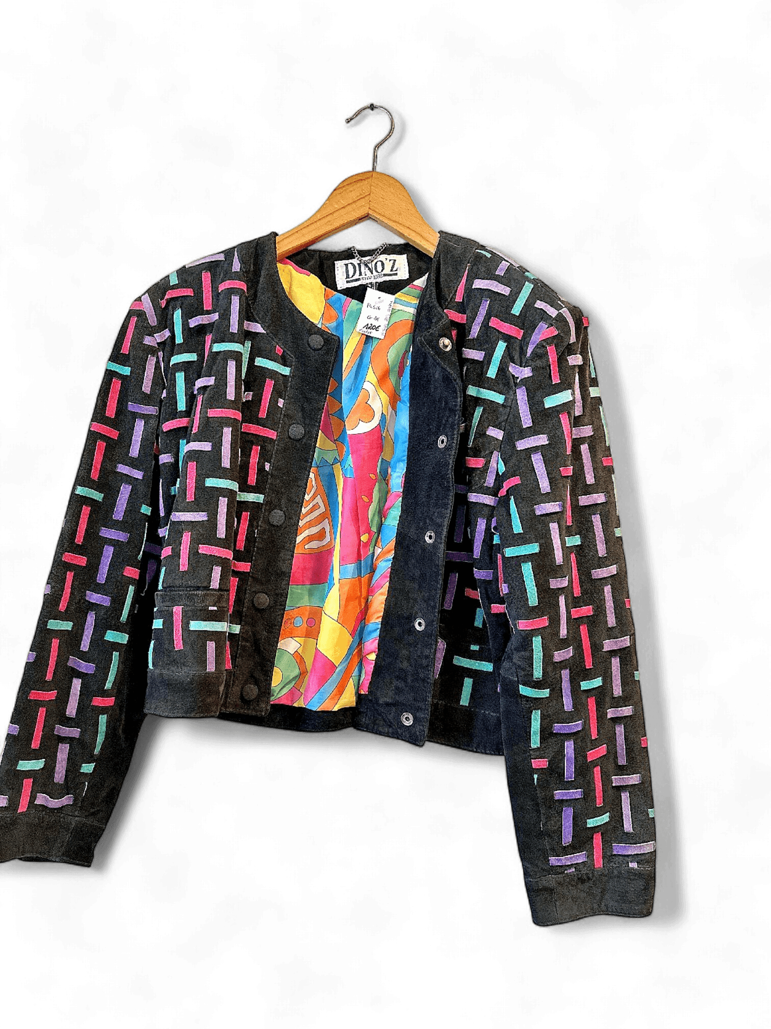 Vintage Colorful Suede Leather Jacket 1