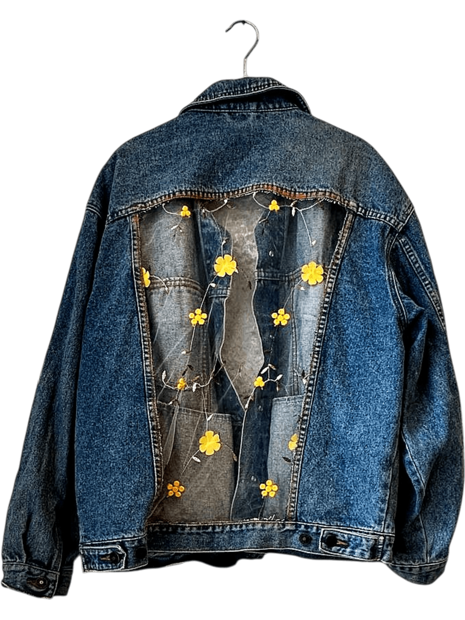 Arizona Vintage Denim Jacket with Floral Mesh Detail - Size 52 2