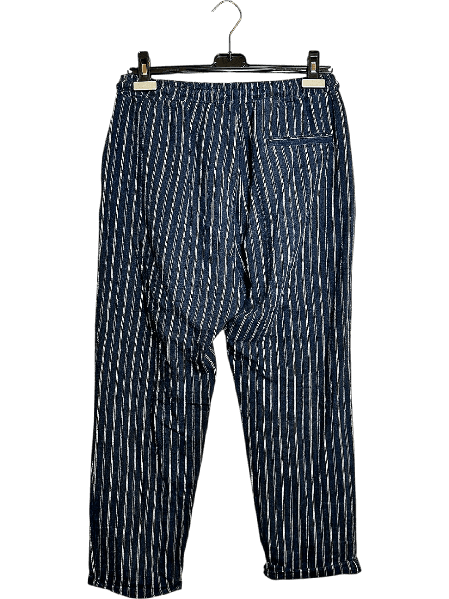 F.K Made in Italy Navy Striped Pants with Orange Drawstring 3