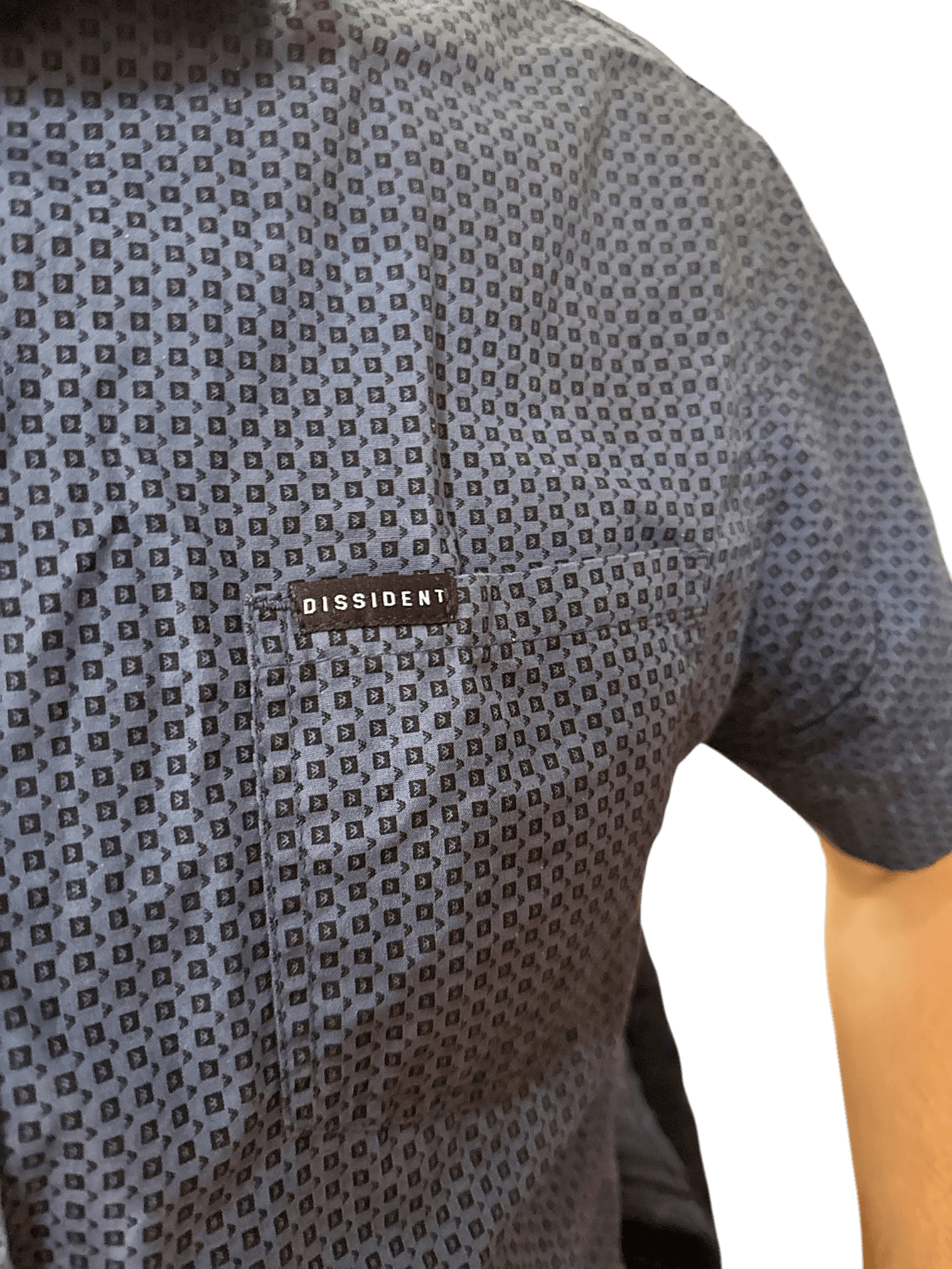 Dissident Kurzarm Hemd mit geometrischem Muster - Blau 2