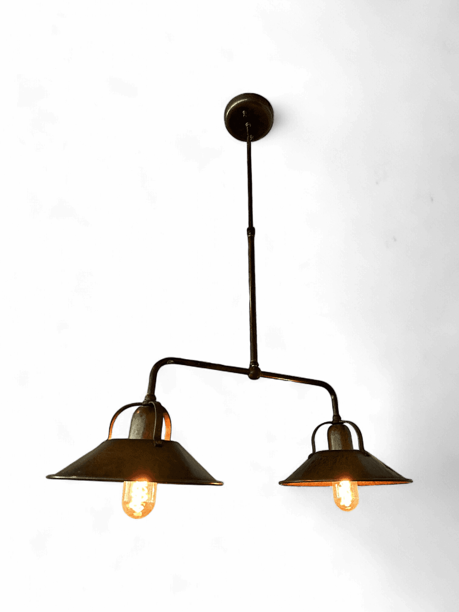 Vintage Industrial Double Pendant Light Fixture 1
