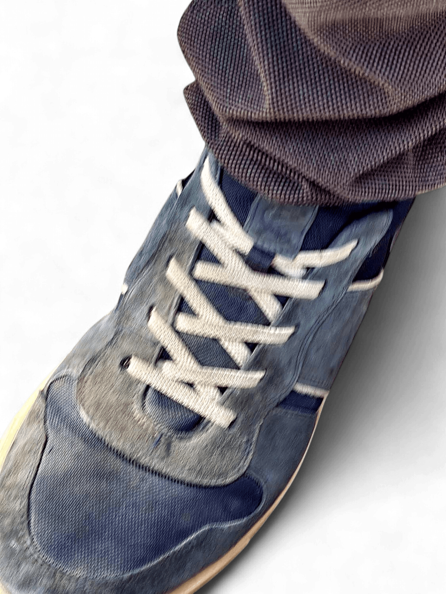 Navy Blue Casual Sneakers with Grey Laces 1