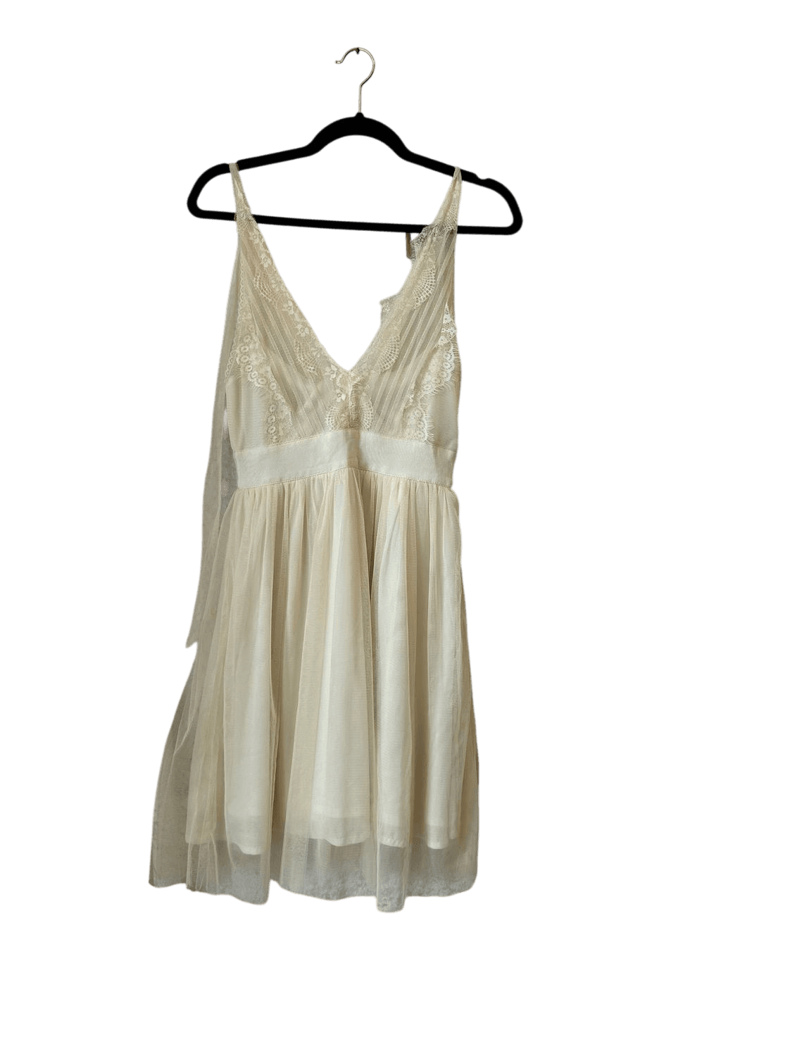 ICHI Cream Lace & Tulle V-Neck Dress 2