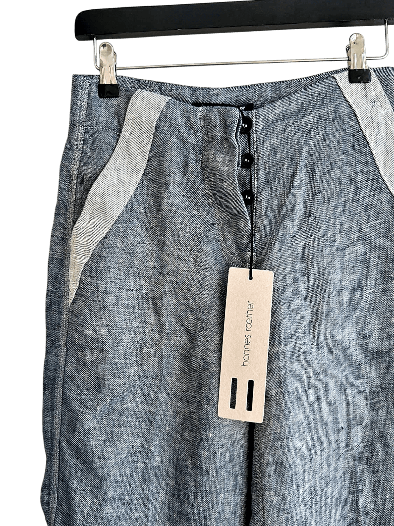 Hannes Roether Damenhose mit Knopfverschluss - Grau/Weiß 3