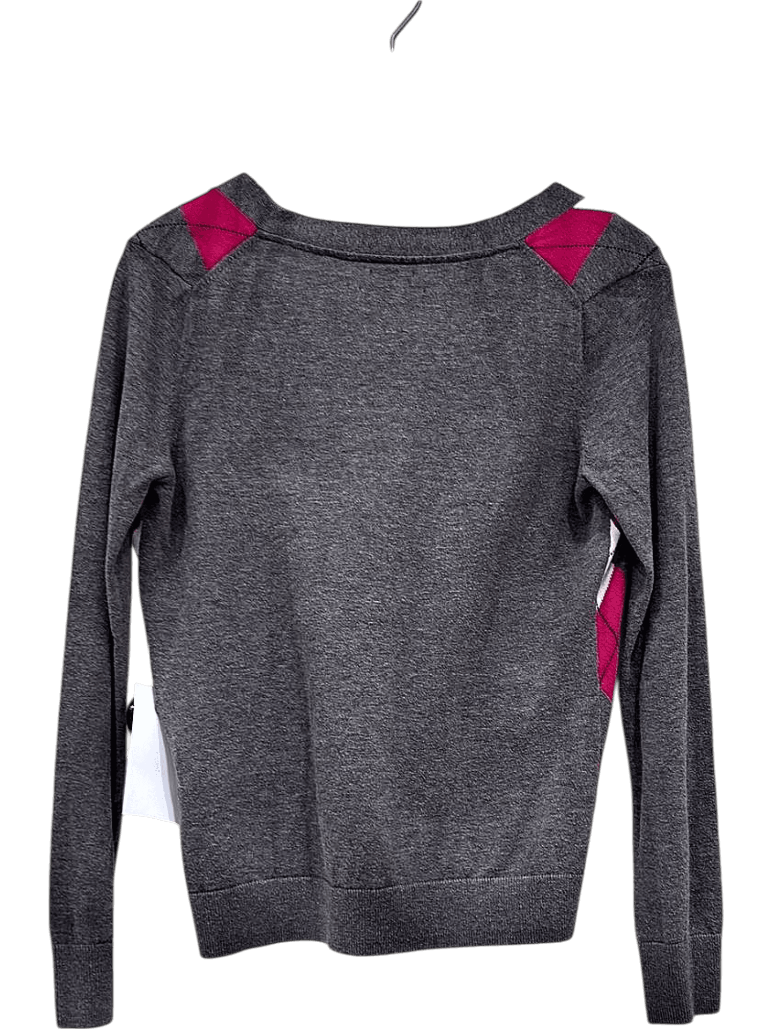 Tommy Hilfiger Grey Argyle Cardigan Sweater with Pink Pattern 3