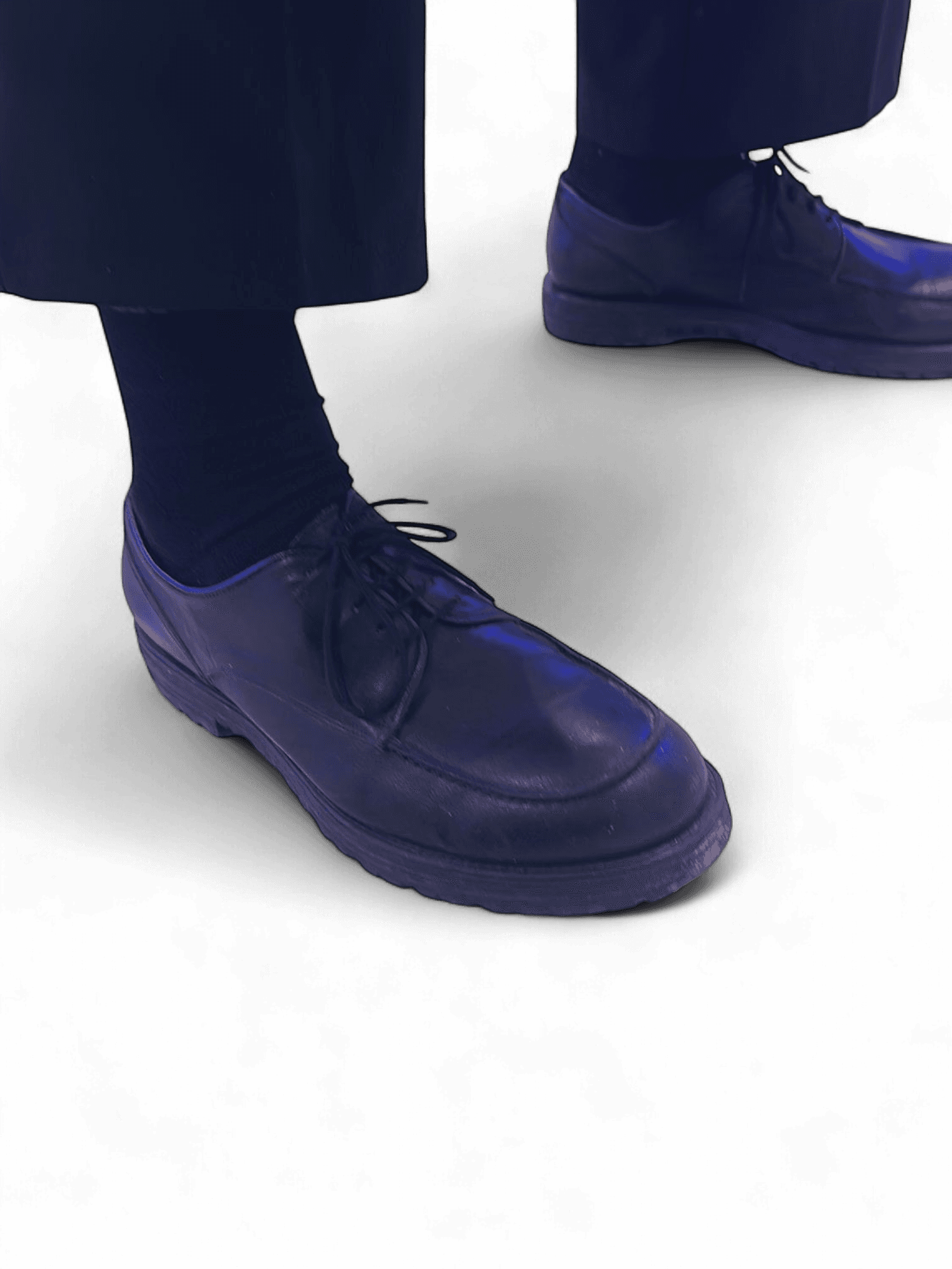 Black Leather Oxford Shoes with Chunky Soles - Formal Lace-up Design 2